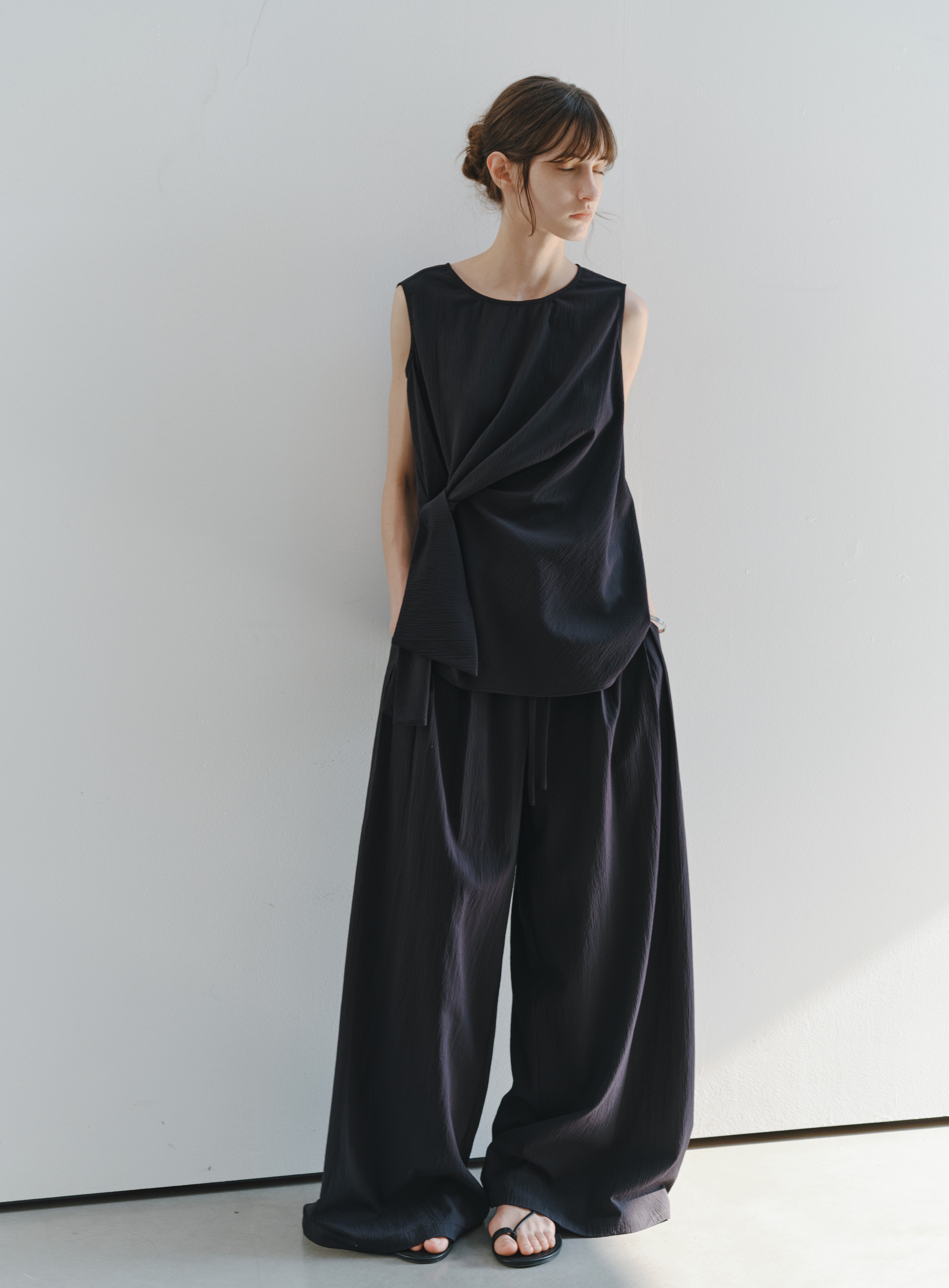 SEERSUCKER WIDE PANTS