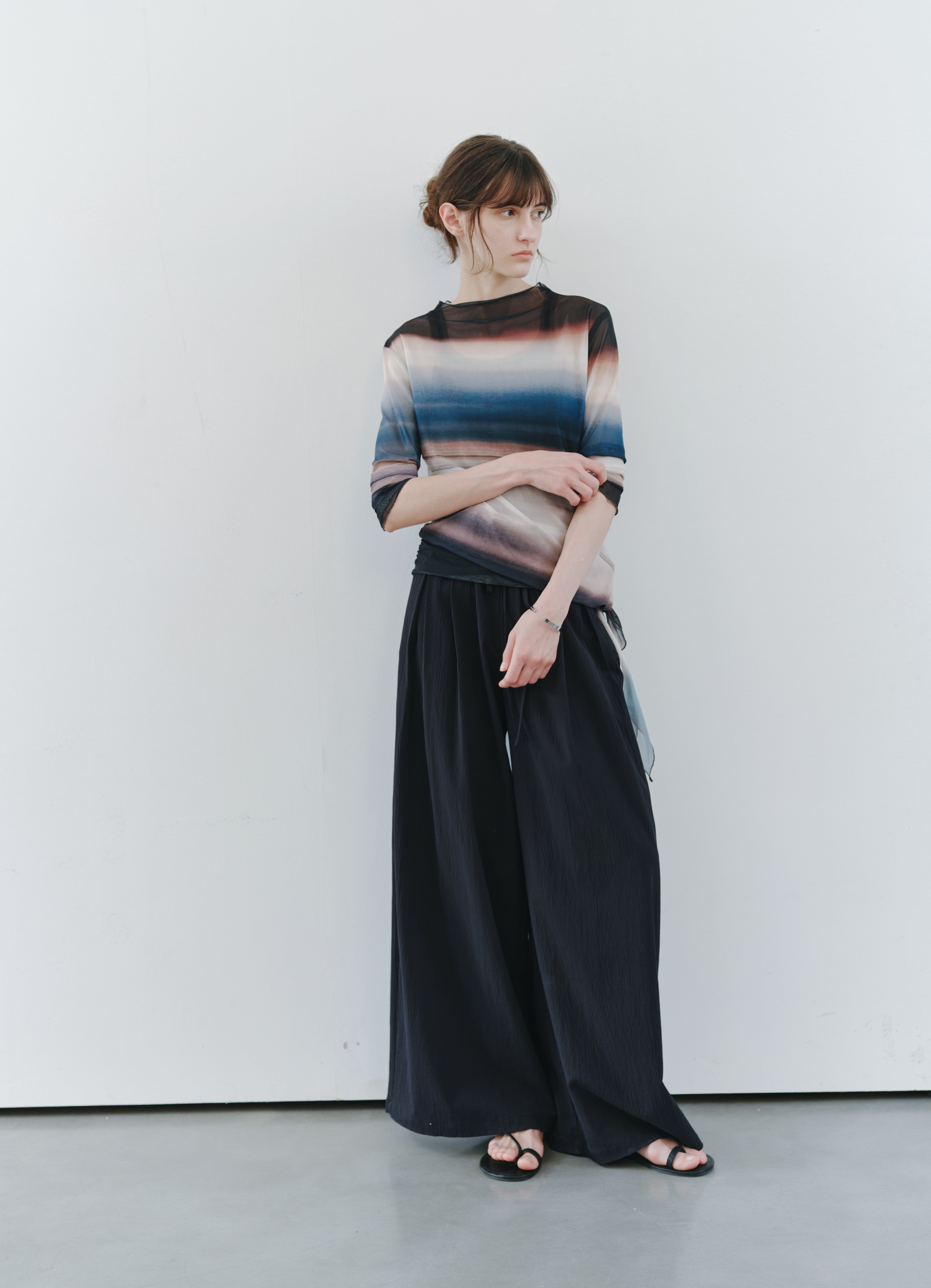 SEERSUCKER WIDE PANTS