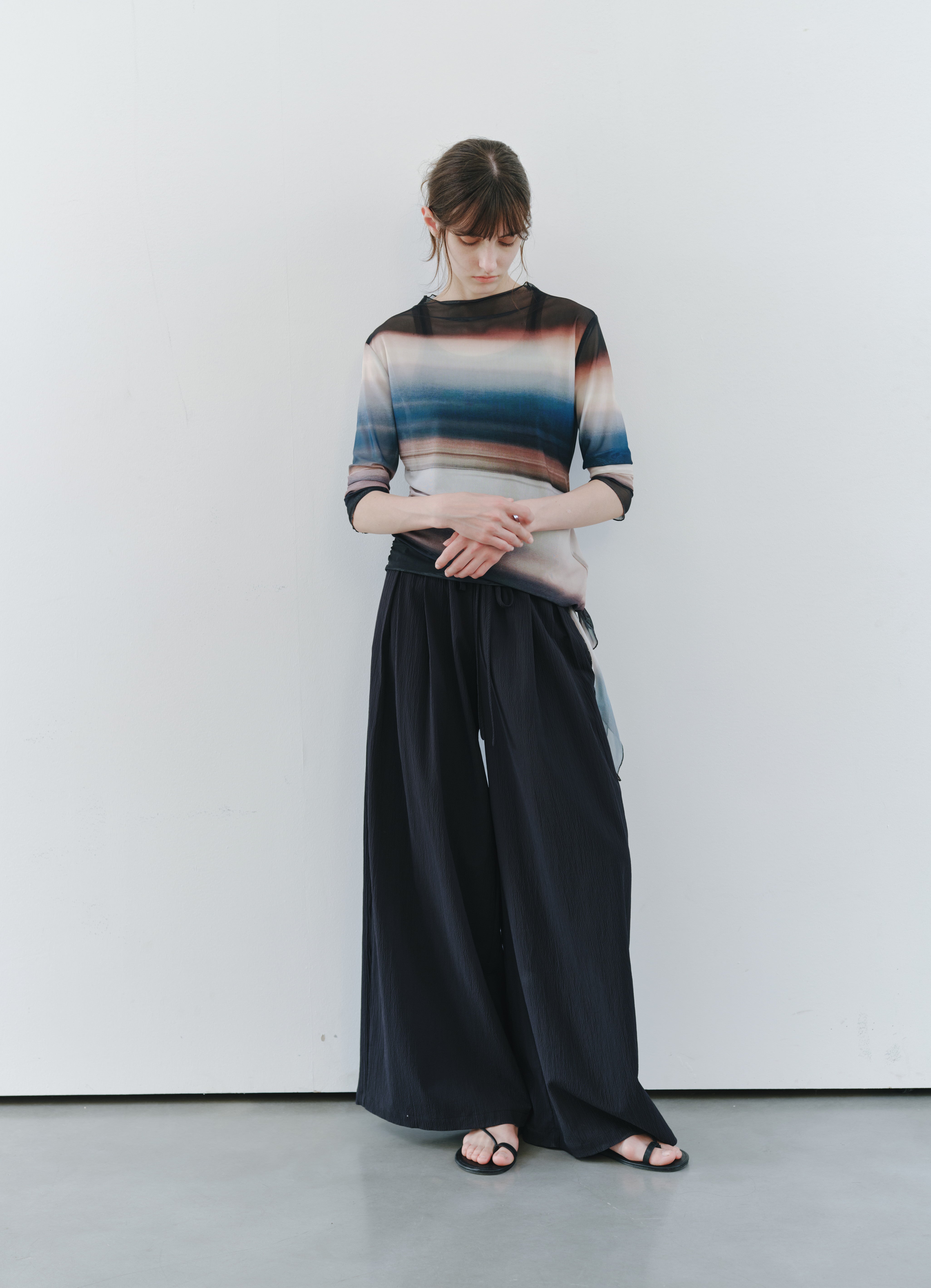 SEERSUCKER WIDE PANTS