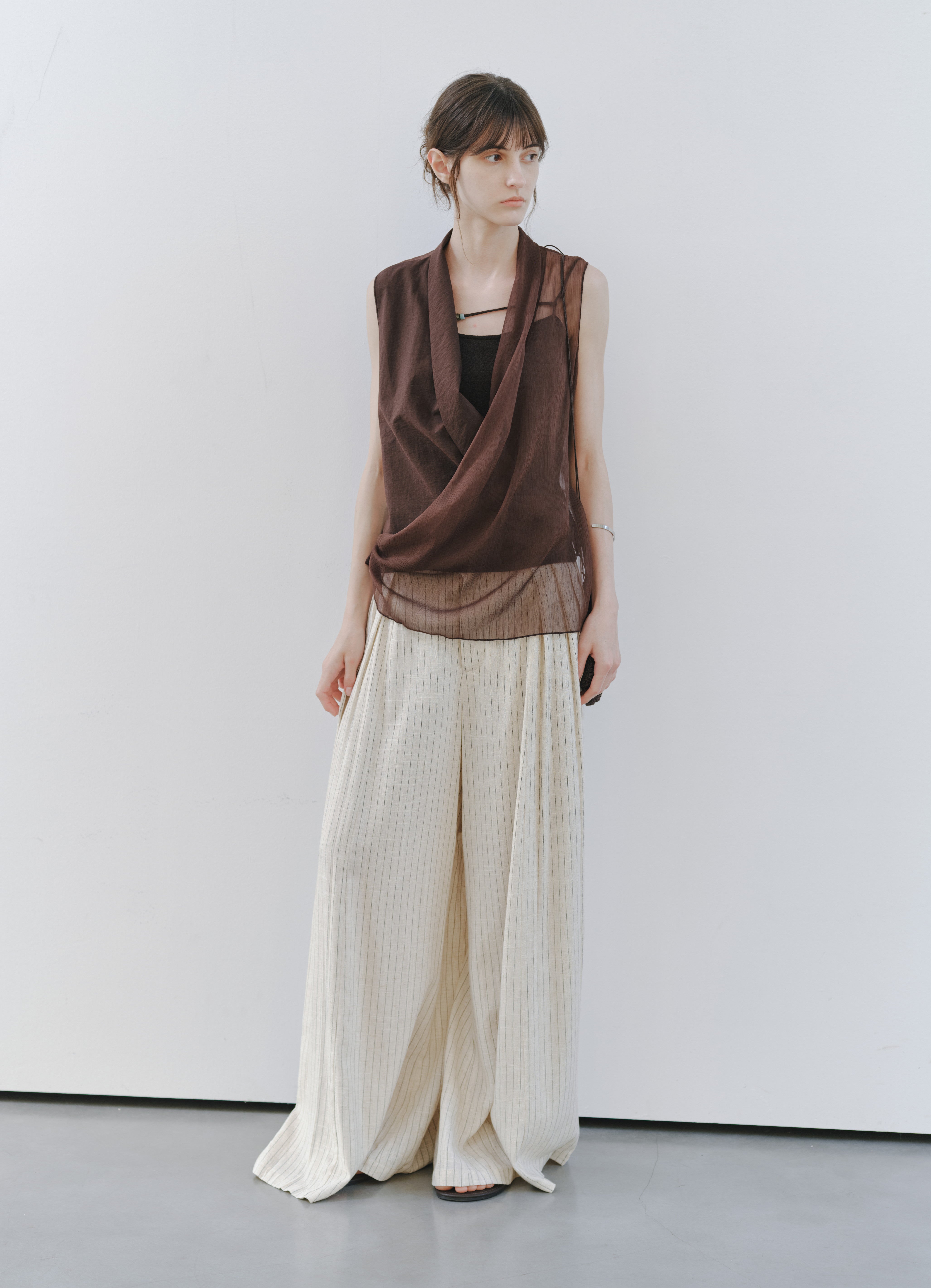 HALF SHEER CACHECOEUR BLOUSE