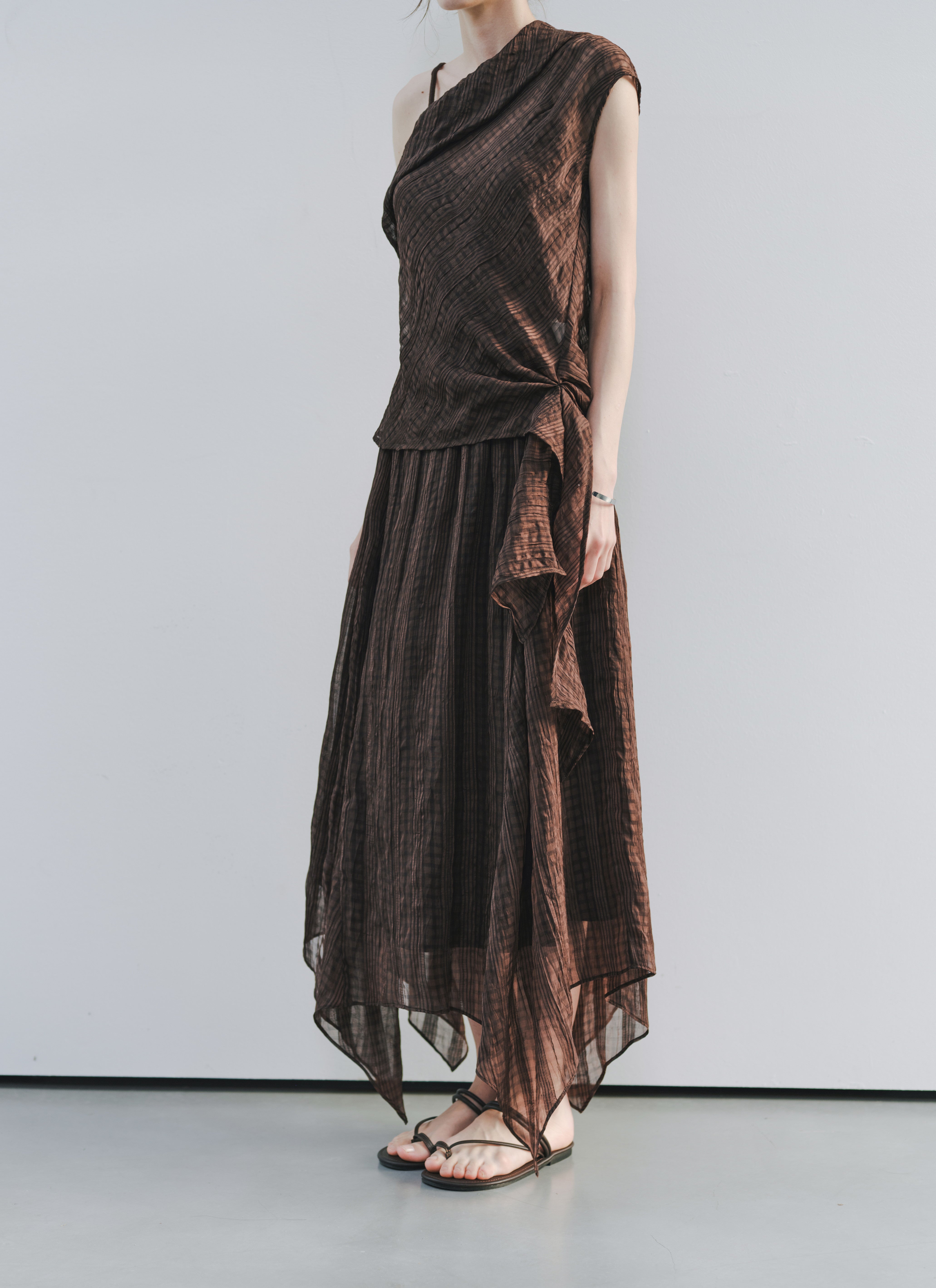 SHEER CHECK LAYERED SKIRT