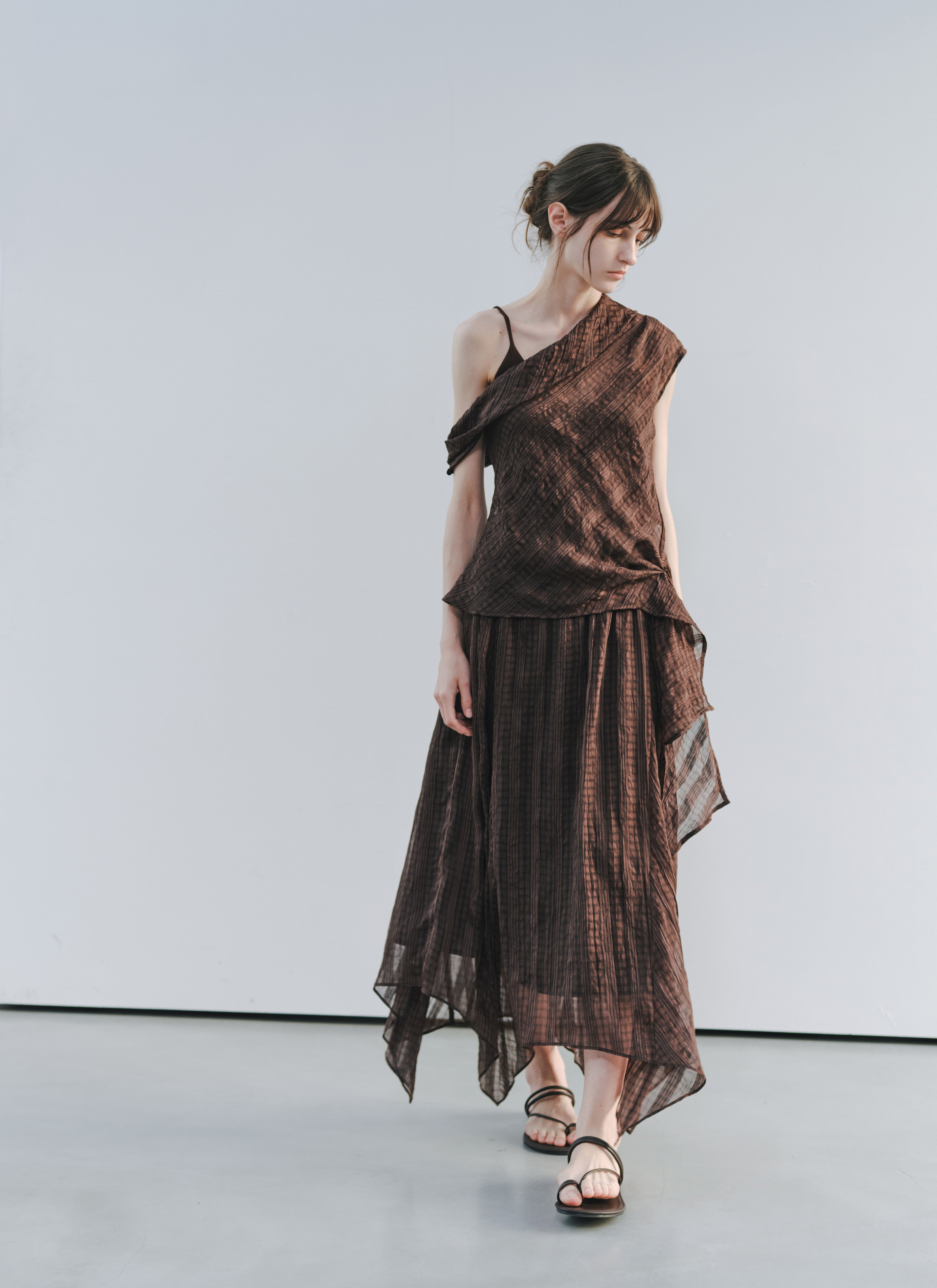 SHEER CHECK LAYERED SKIRT