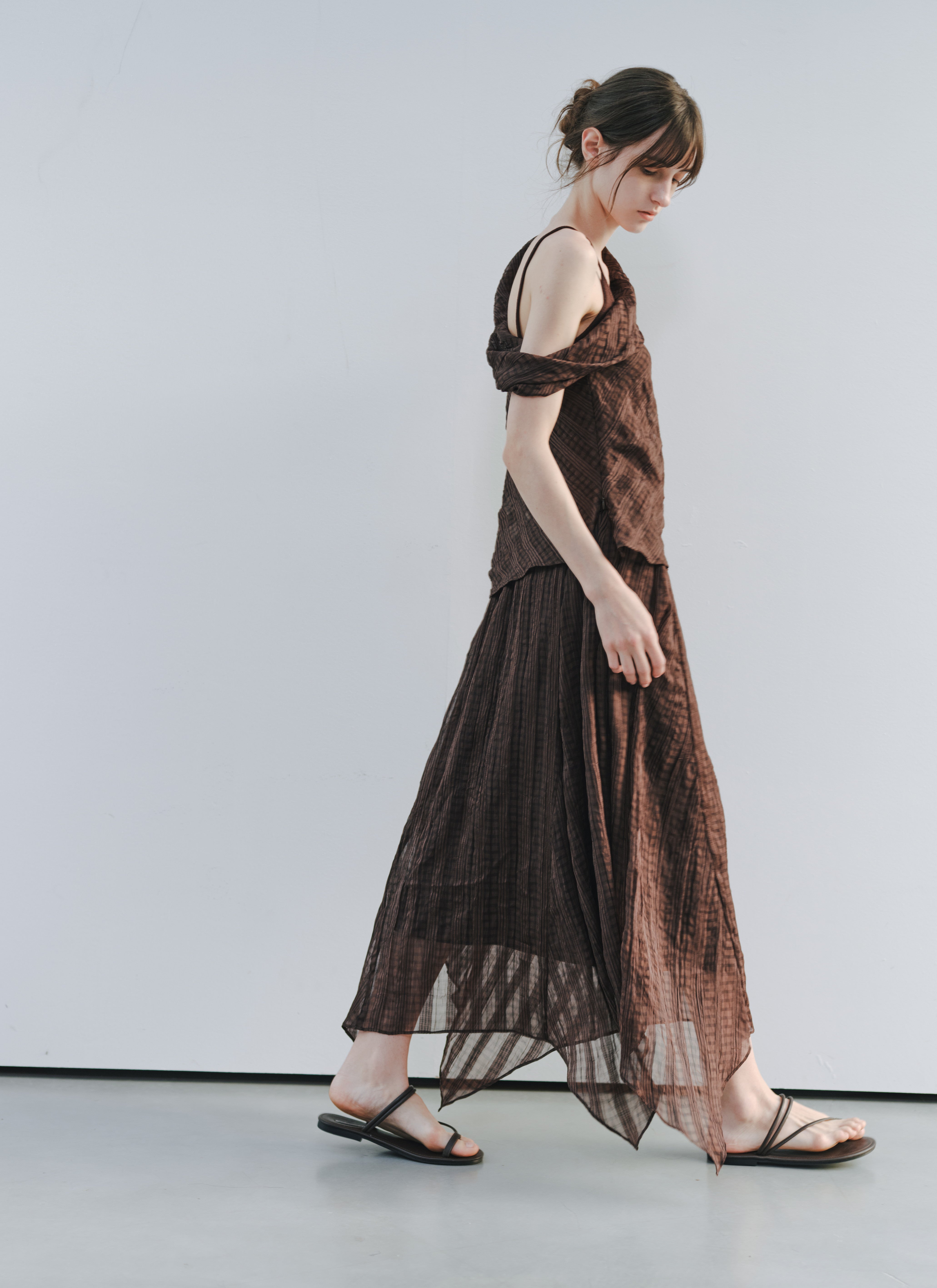 SHEER CHECK LAYERED SKIRT