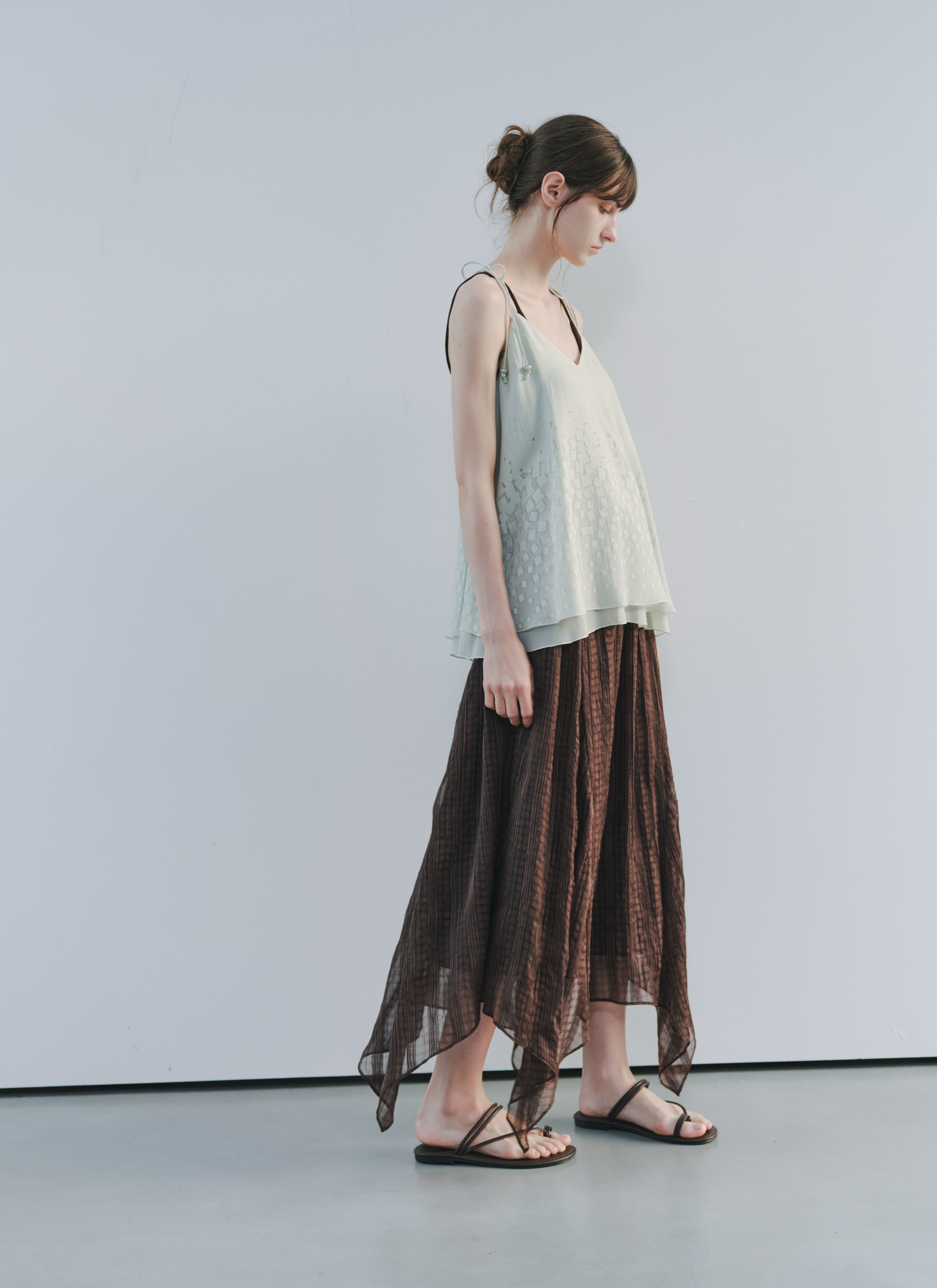 SHEER CHECK LAYERED SKIRT