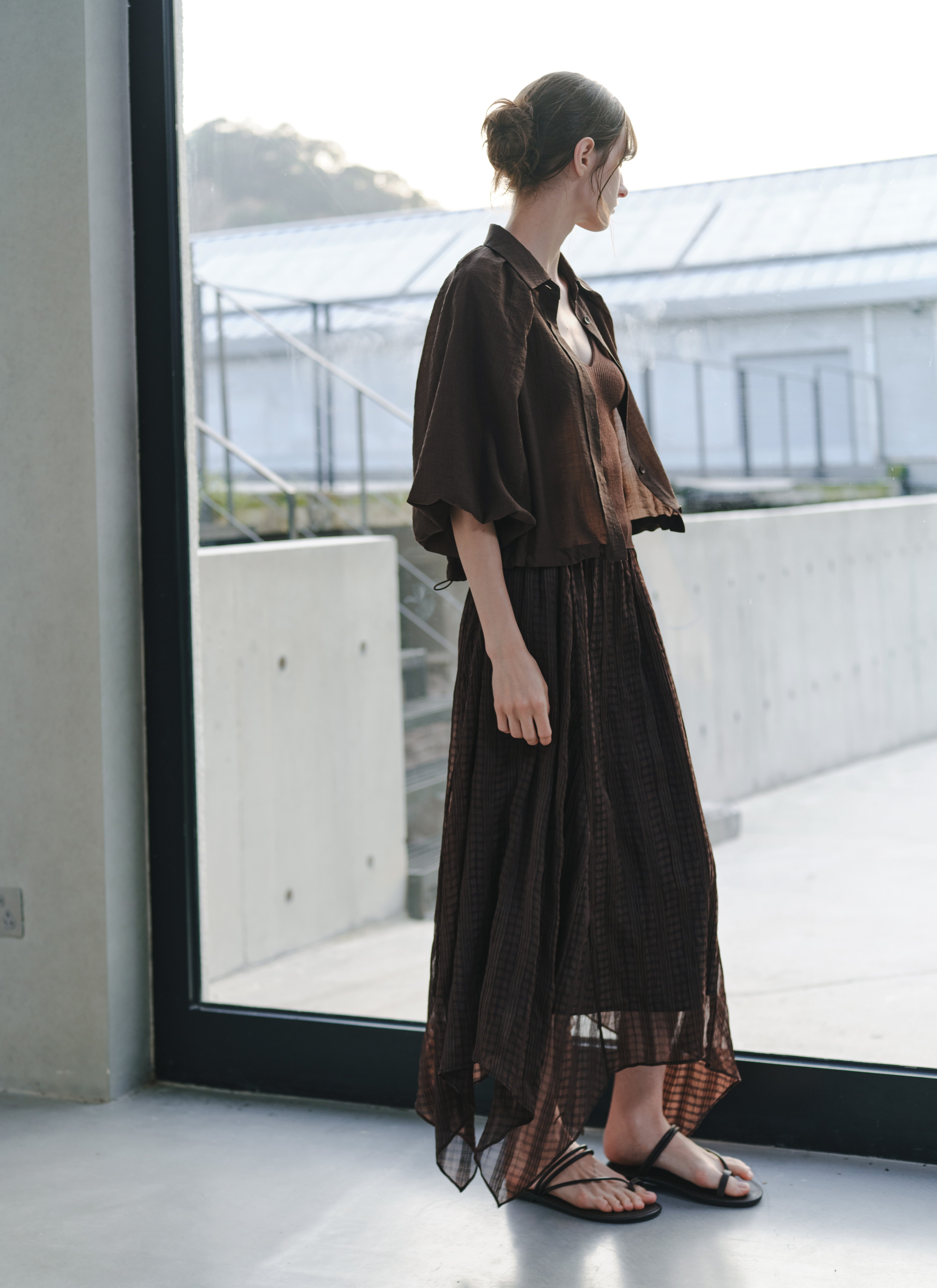 SHEER CHECK LAYERED SKIRT