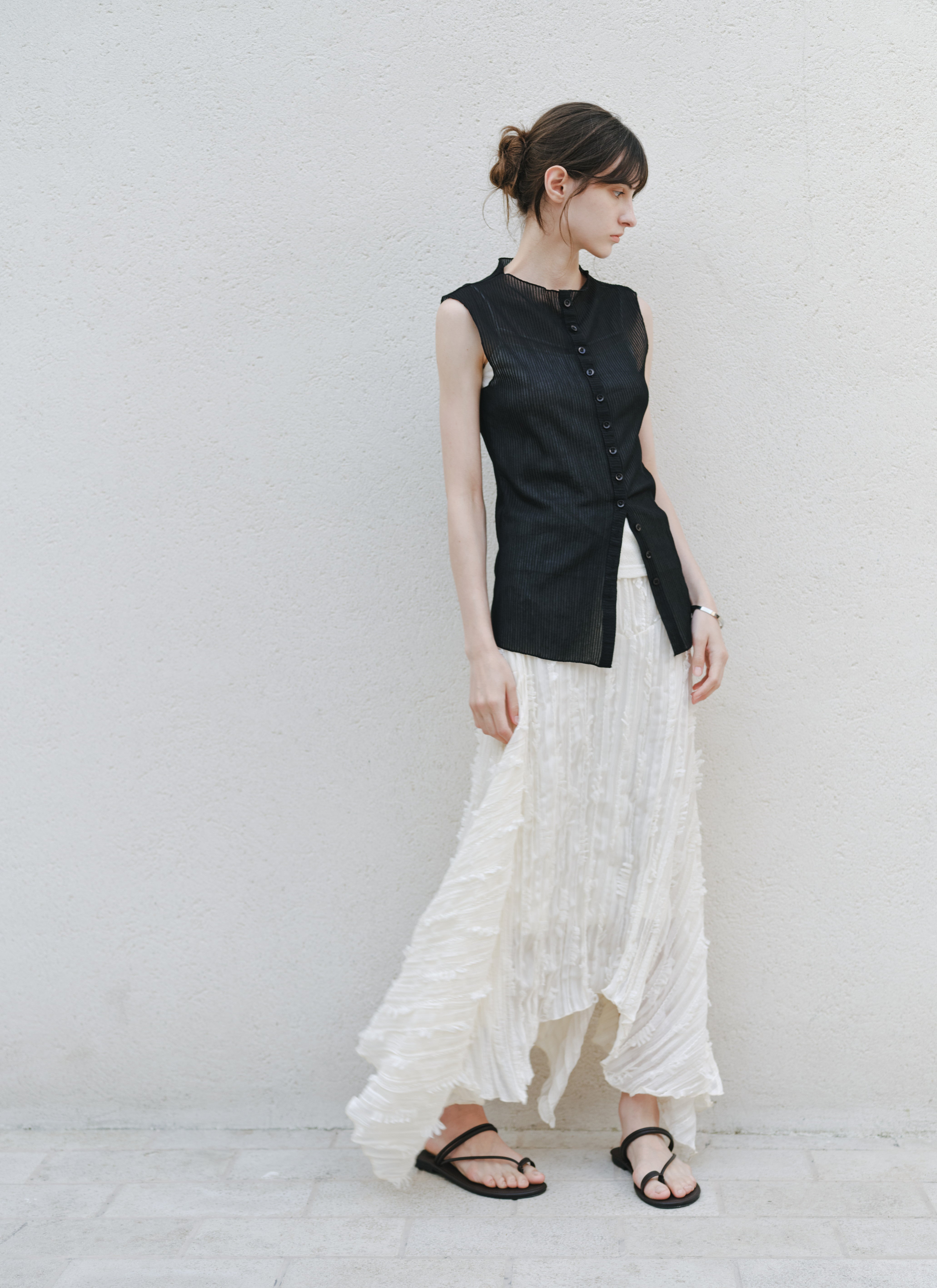 Multi-Button Sheer Blouse