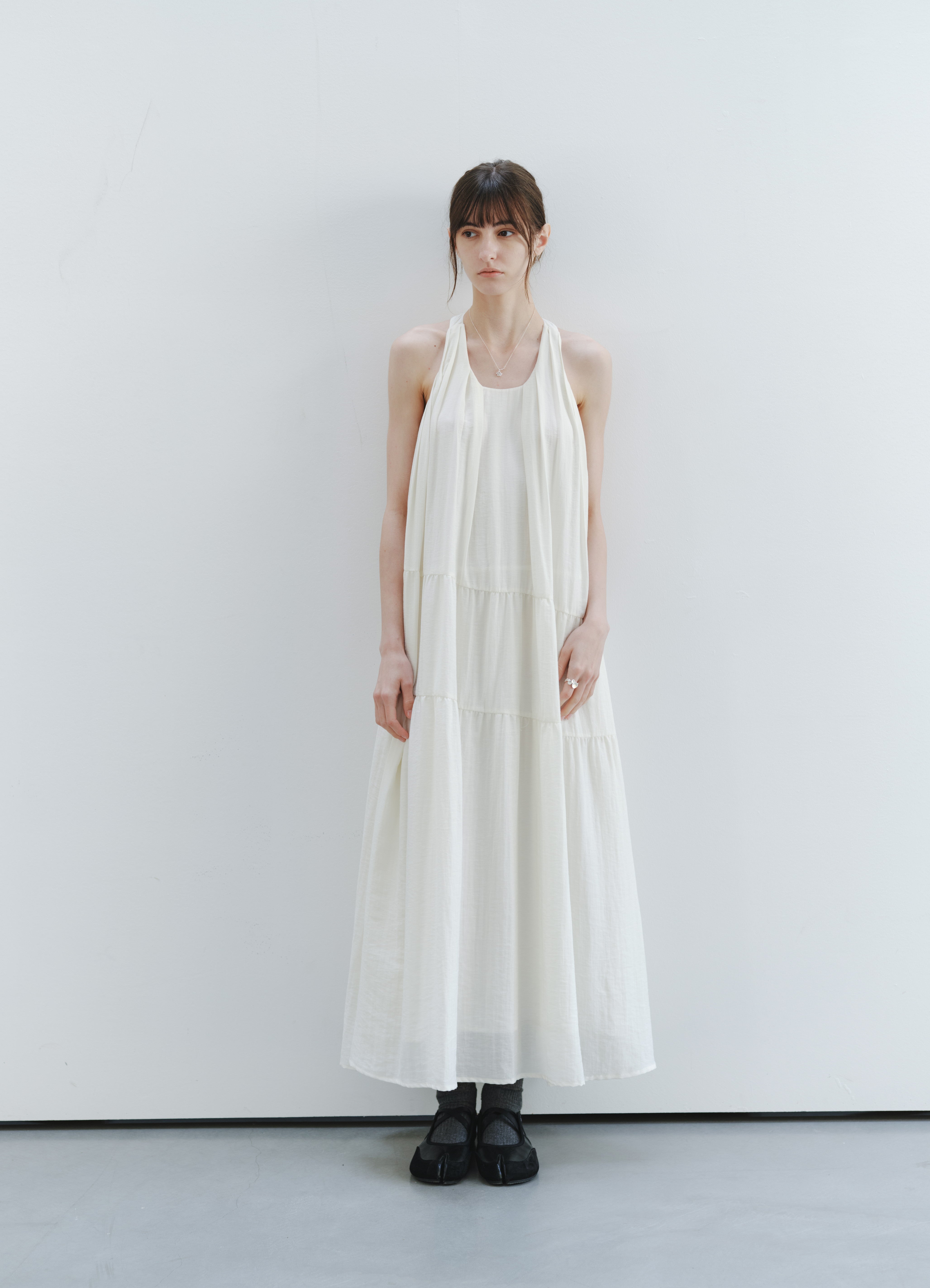 SOFT PLEAT HALTER DRESS