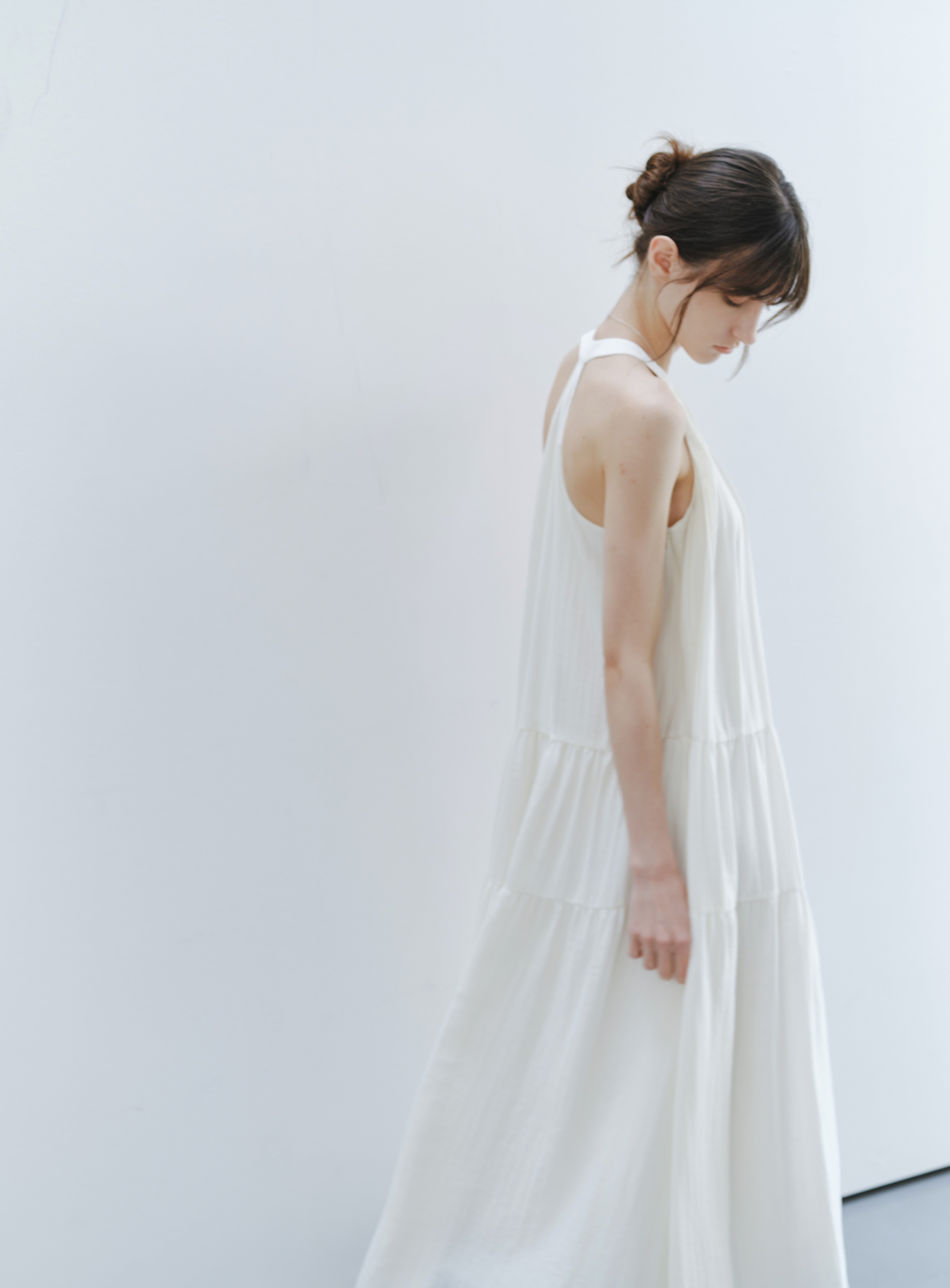 SOFT PLEAT HALTER DRESS