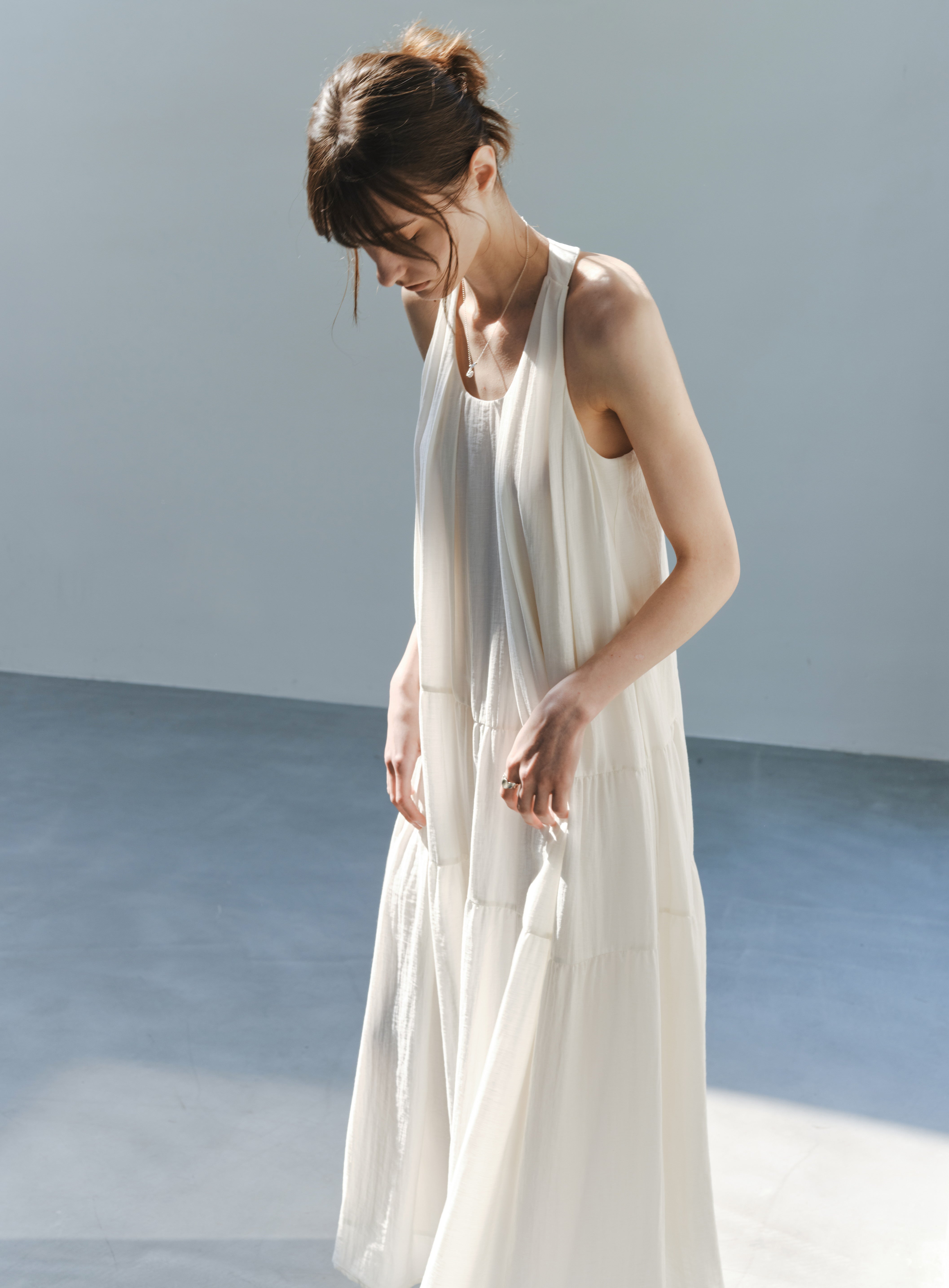 SOFT PLEAT HALTER DRESS