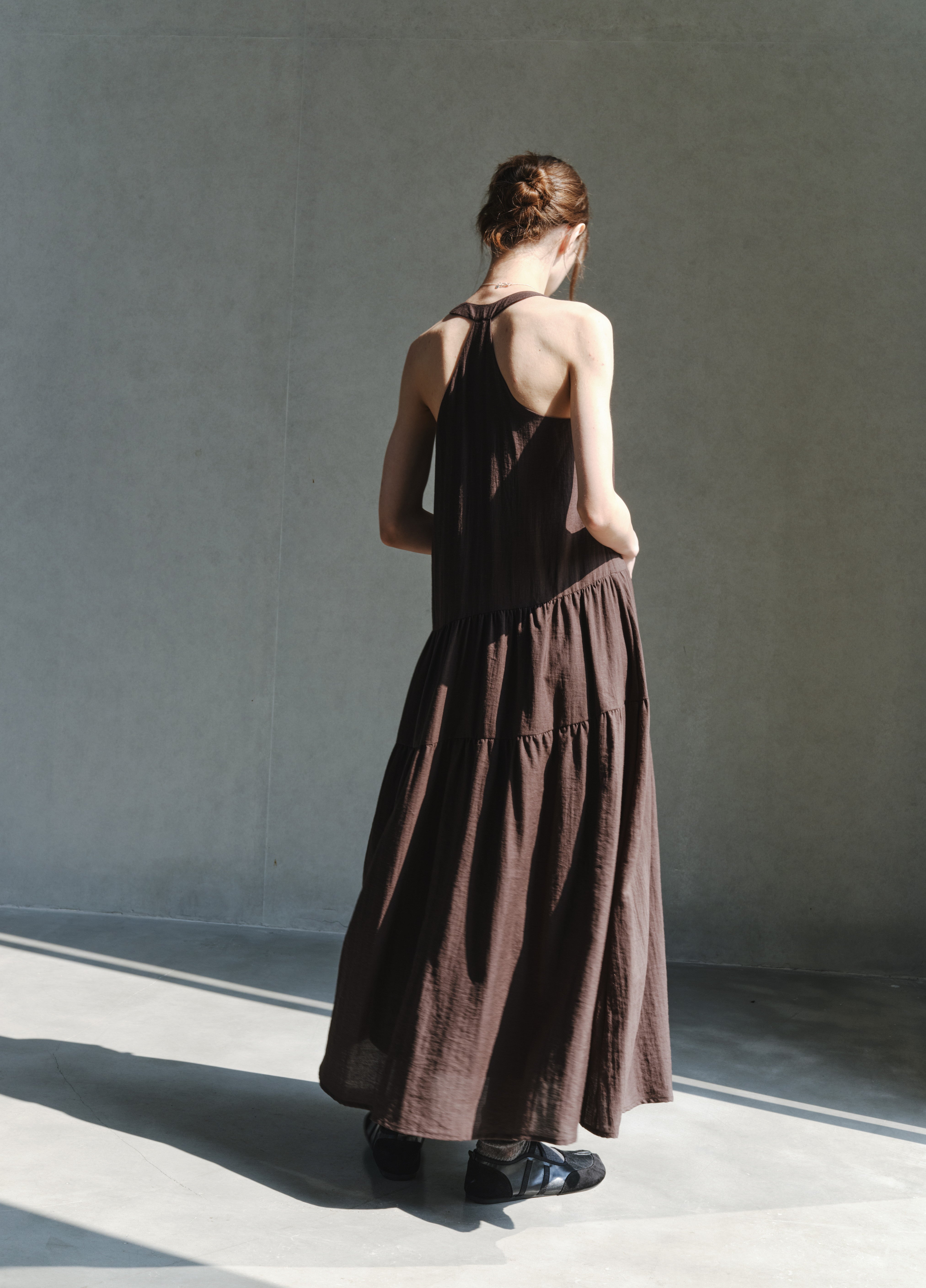 SOFT PLEAT HALTER DRESS