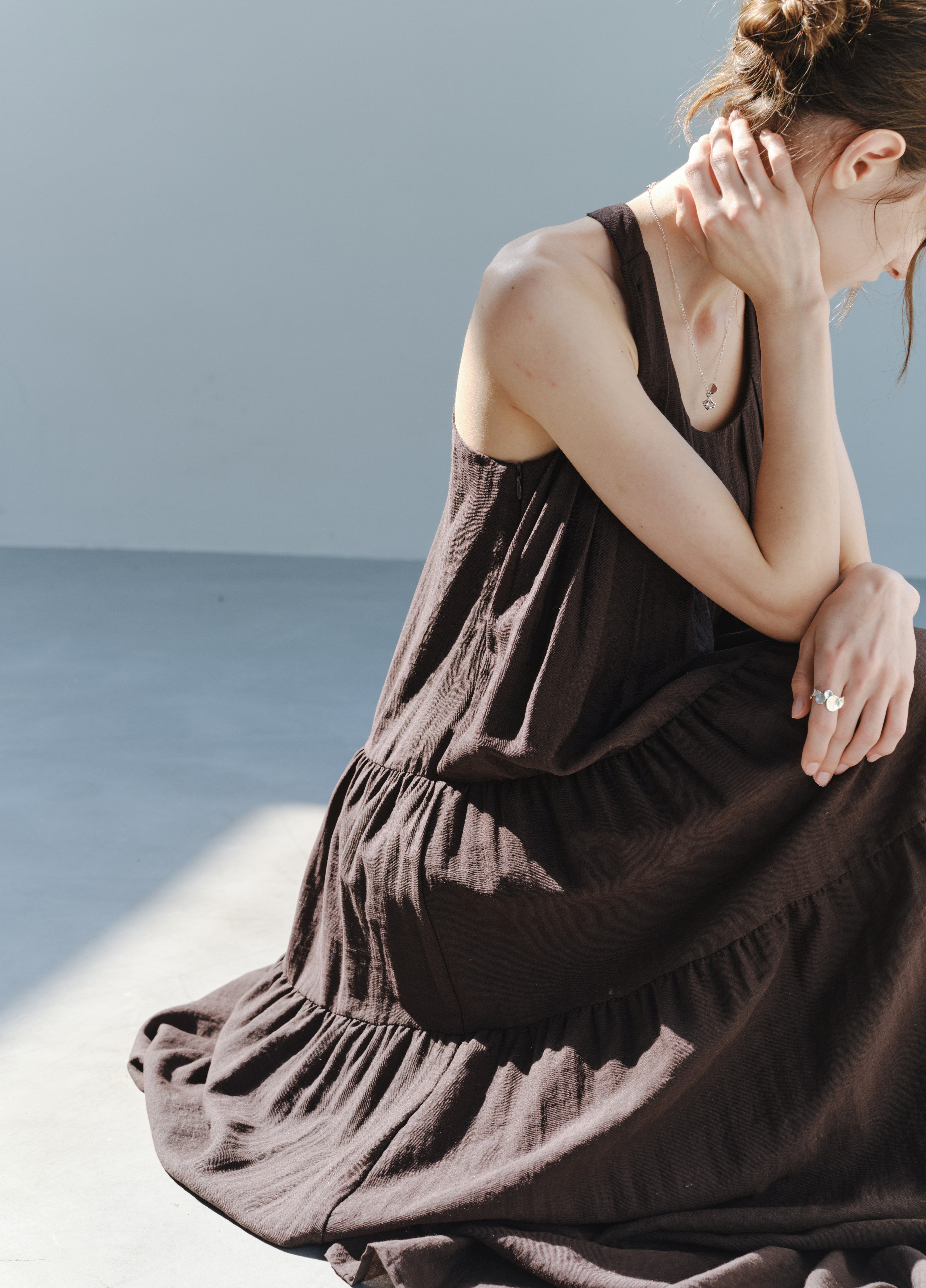 SOFT PLEAT HALTER DRESS