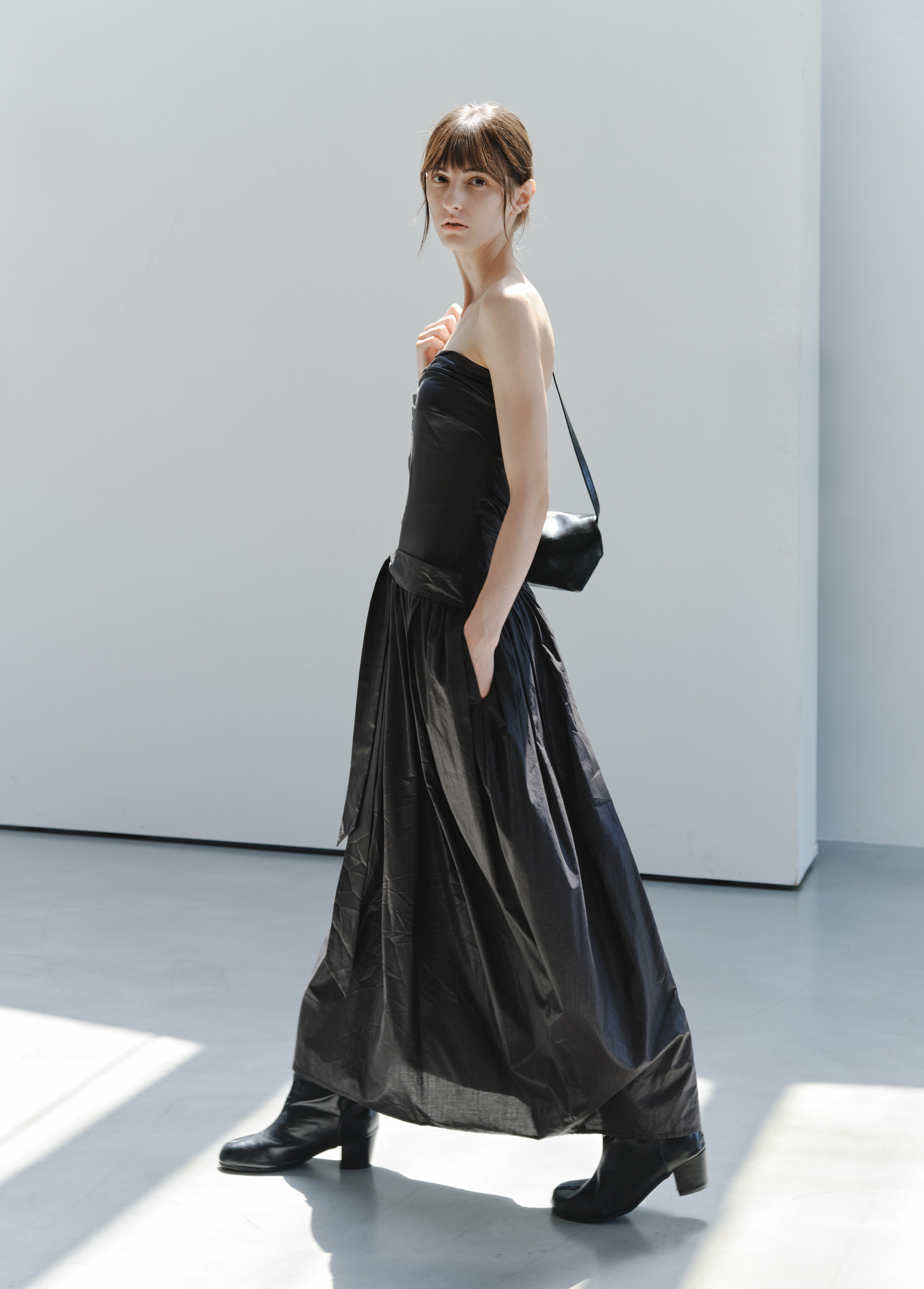 GATHER FIT GLOSS DRESS