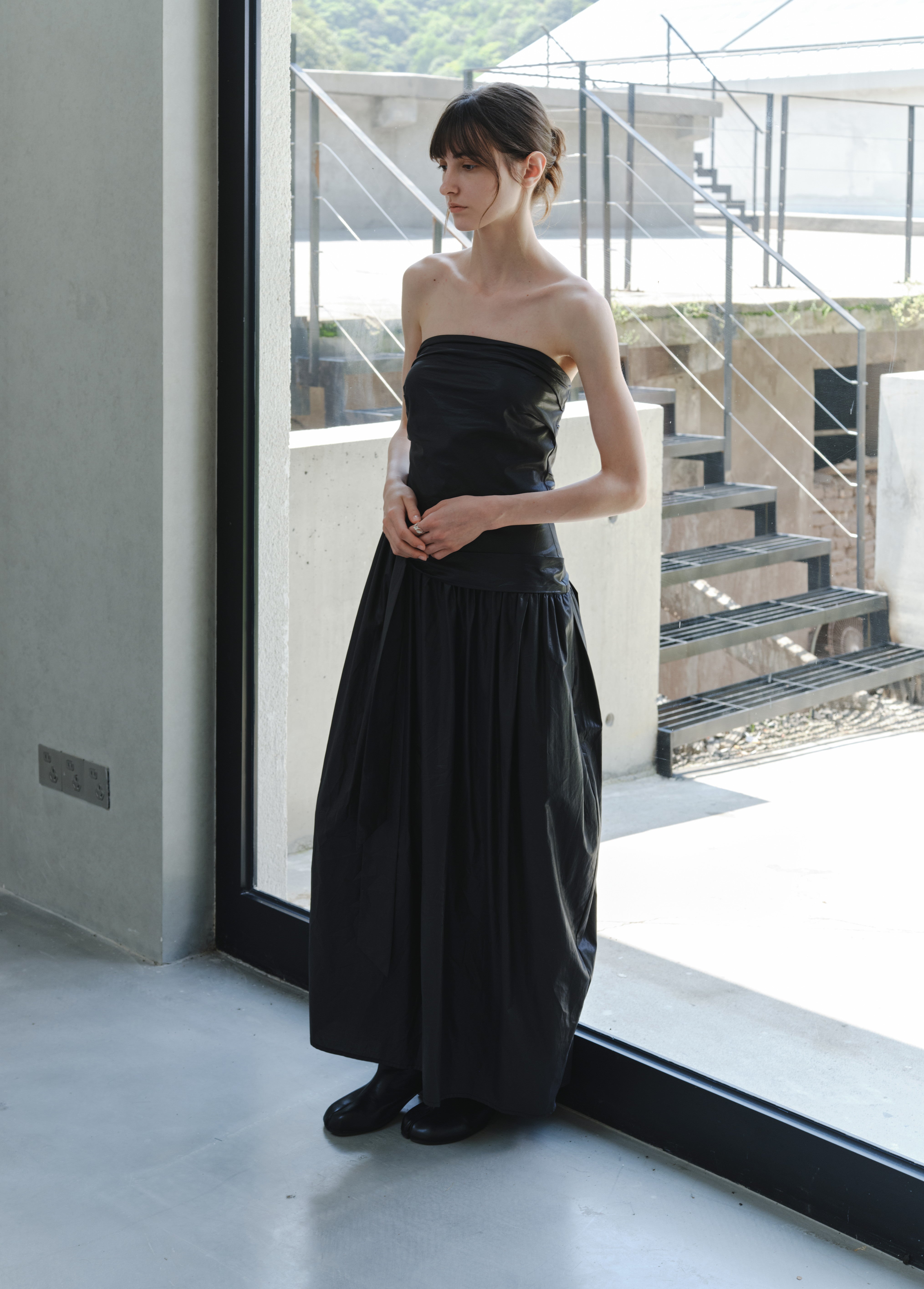 GATHER FIT GLOSS DRESS