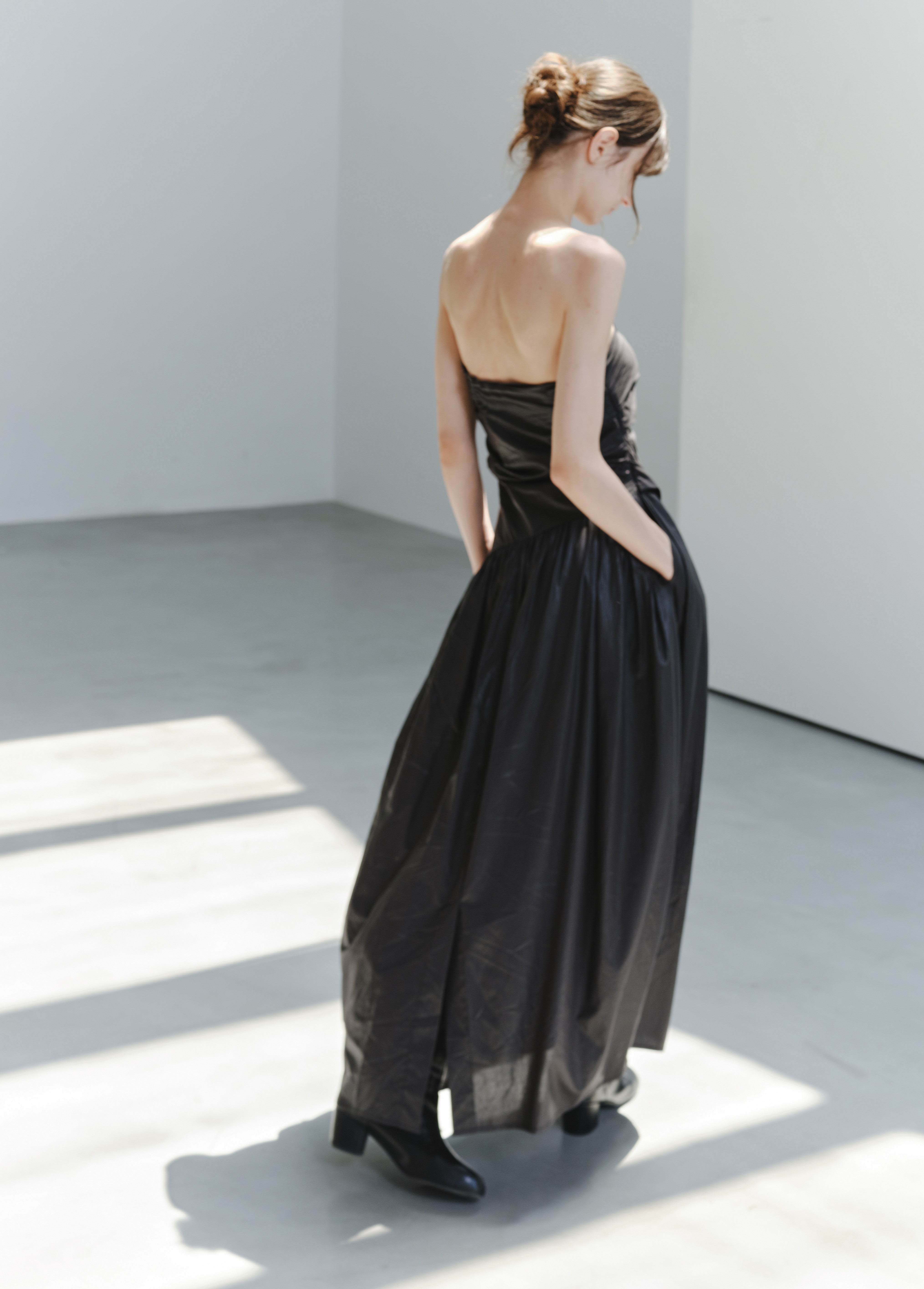 GATHER FIT GLOSS DRESS