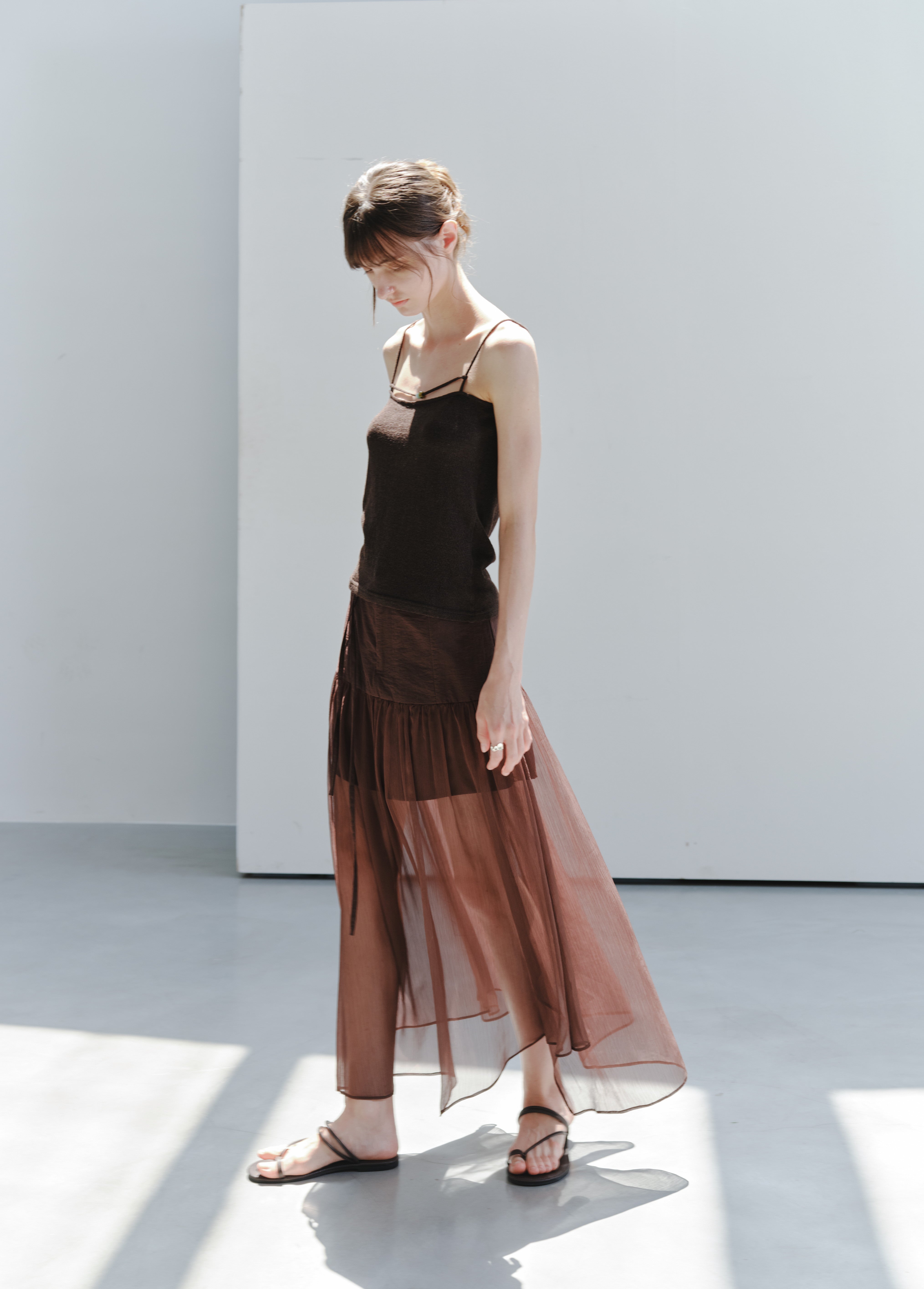 SHEER TULLE PLEAT SKIRT