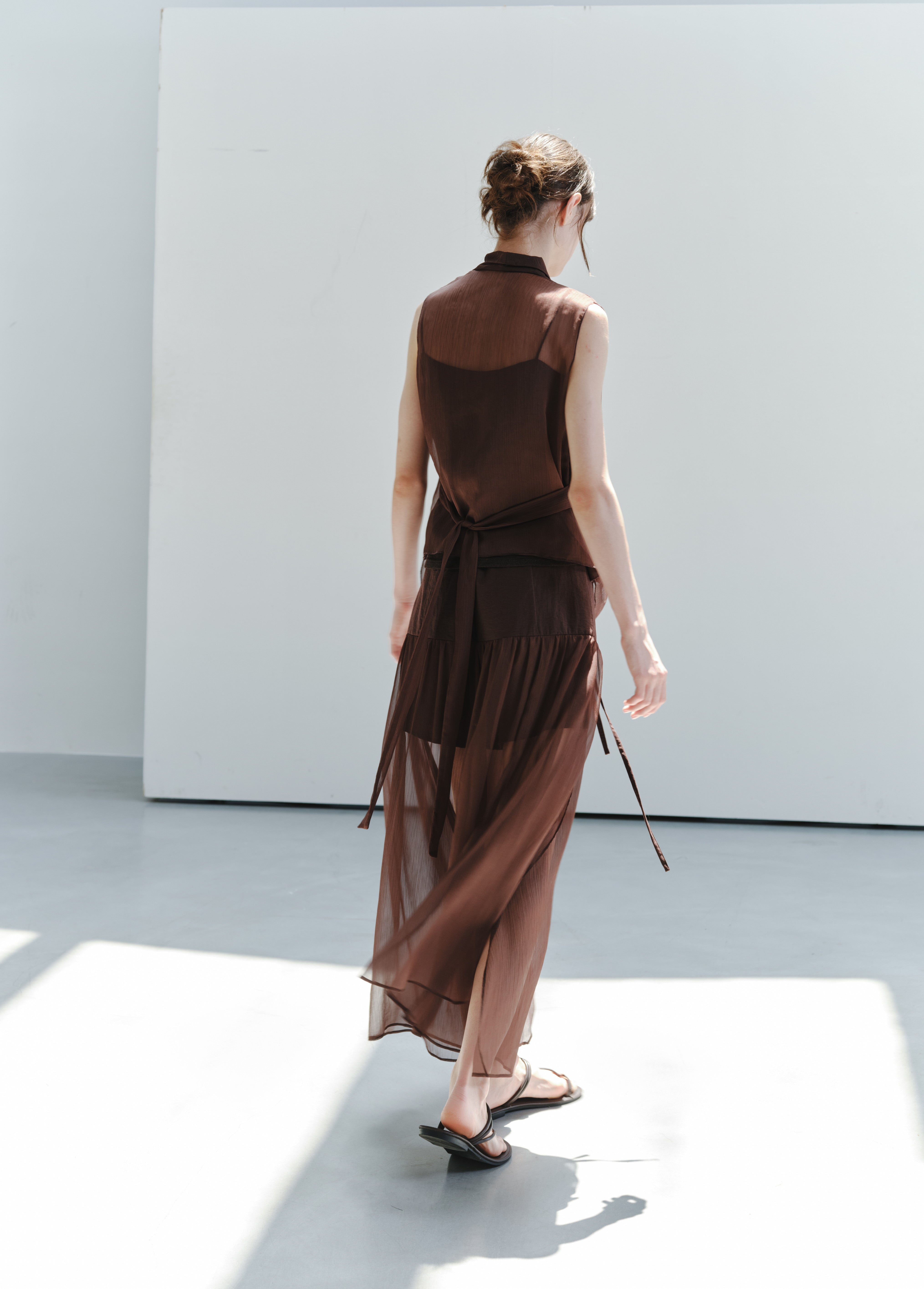 SHEER TULLE PLEAT SKIRT