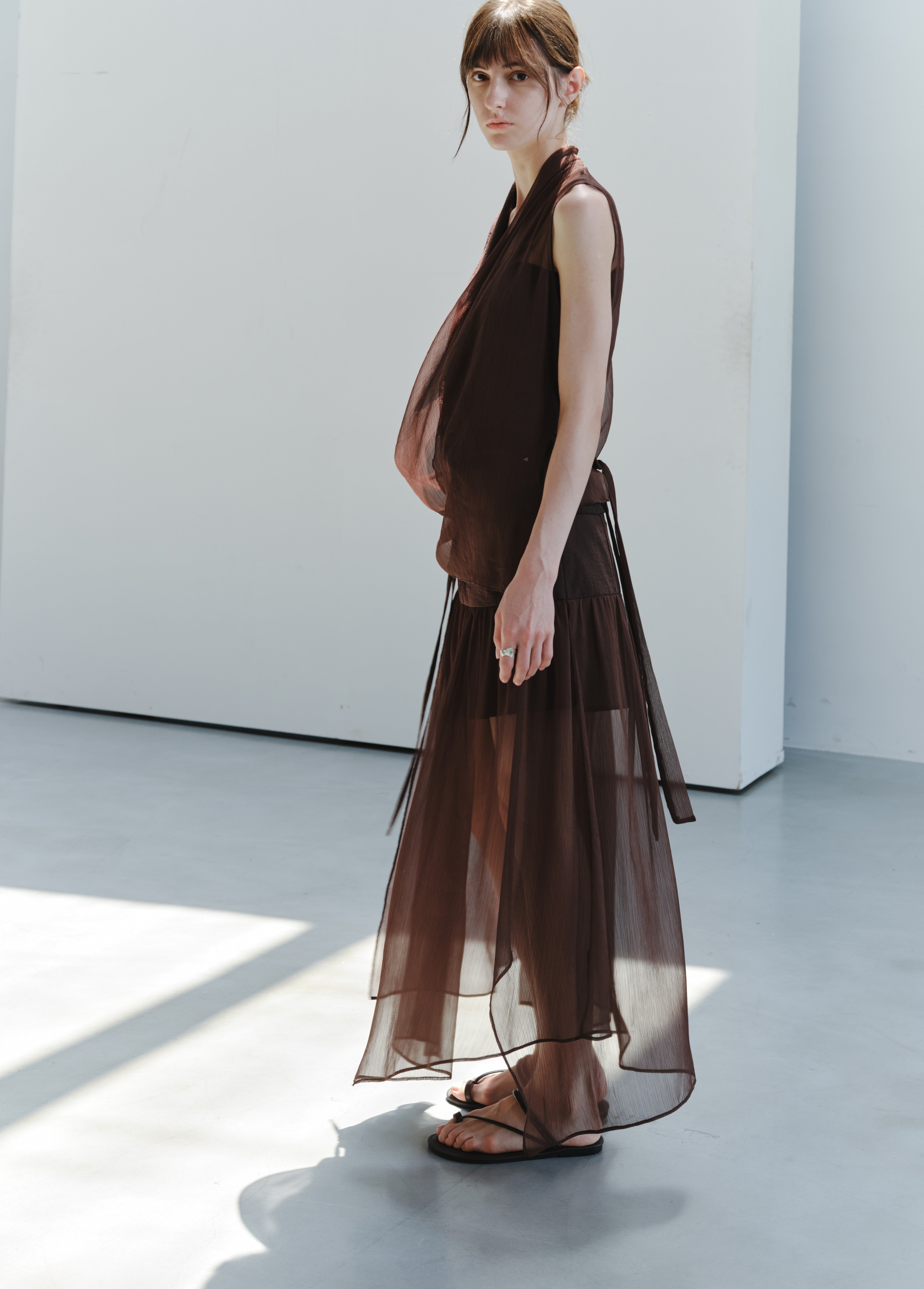 HALF SHEER CACHECOEUR BLOUSE