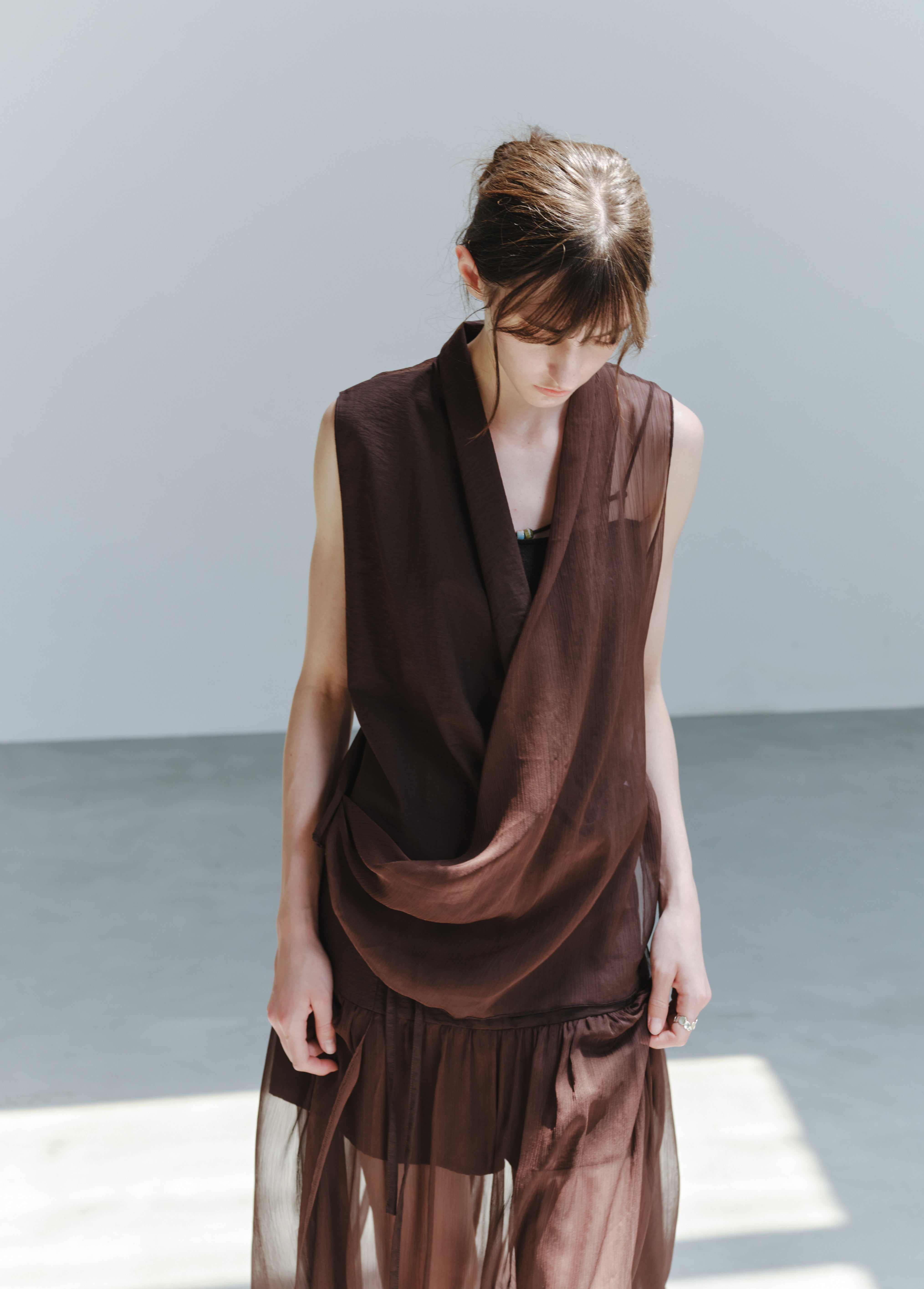 HALF SHEER CACHECOEUR BLOUSE