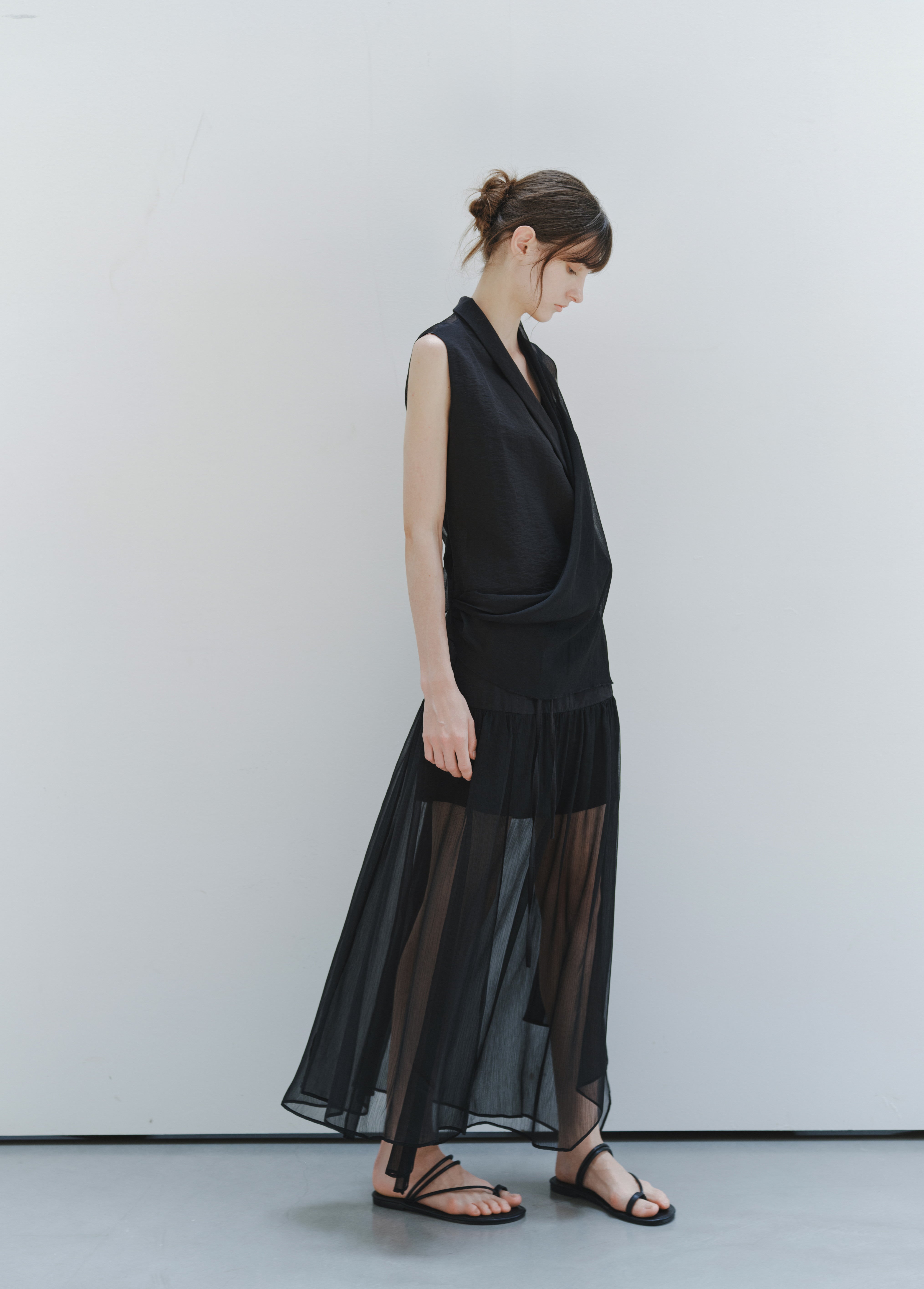 HALF SHEER CACHECOEUR BLOUSE