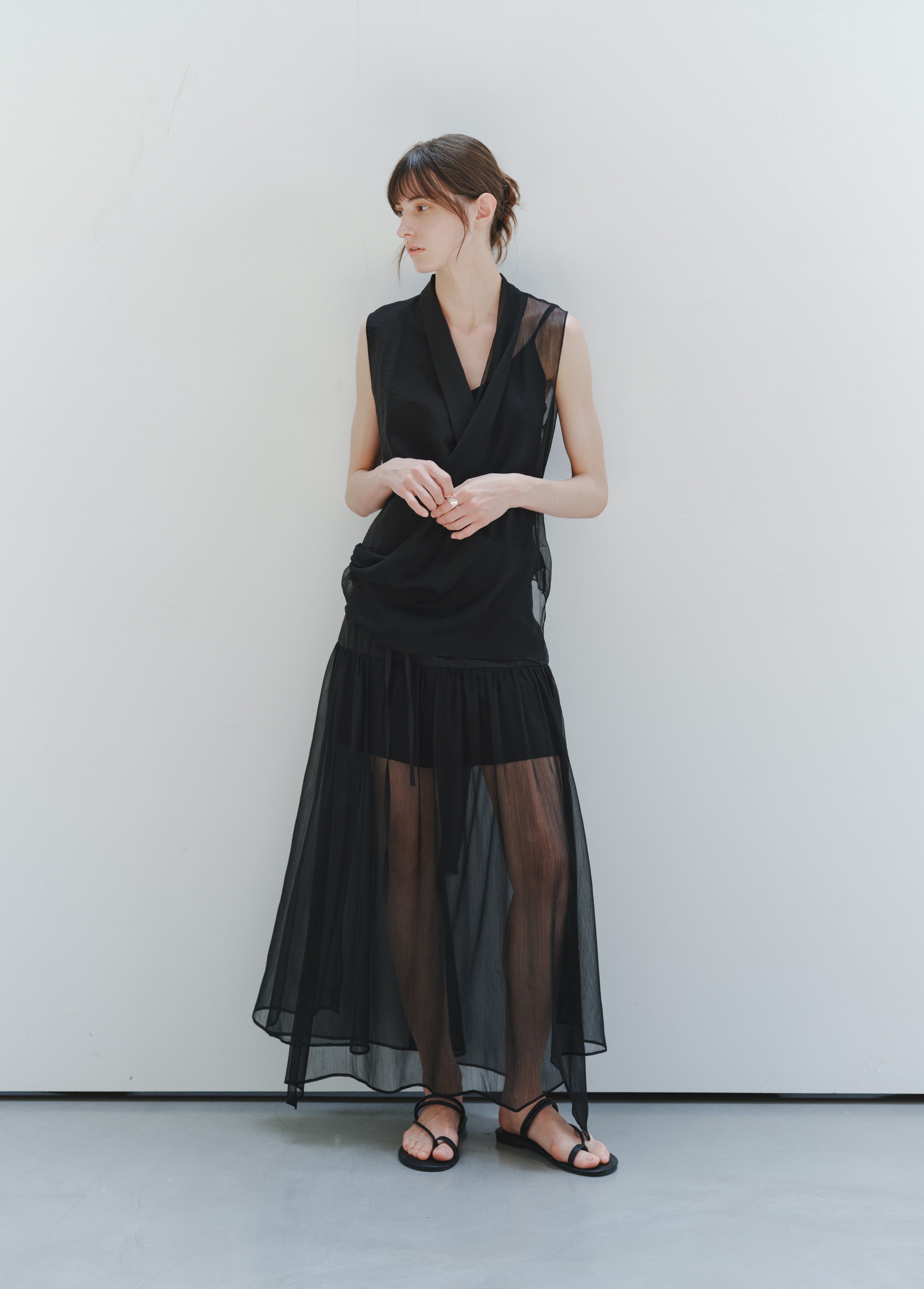SHEER TULLE PLEAT SKIRT