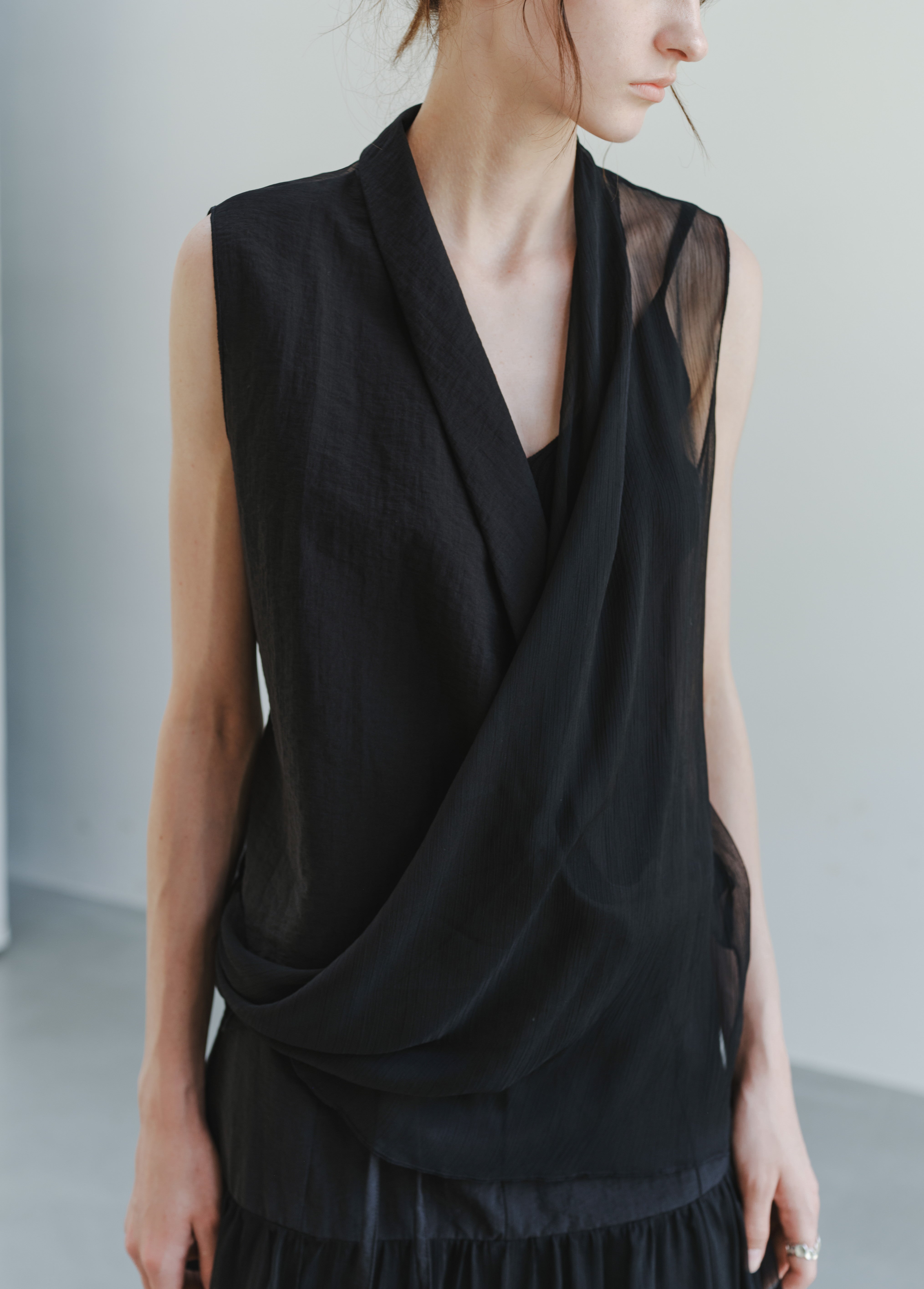 HALF SHEER CACHECOEUR BLOUSE