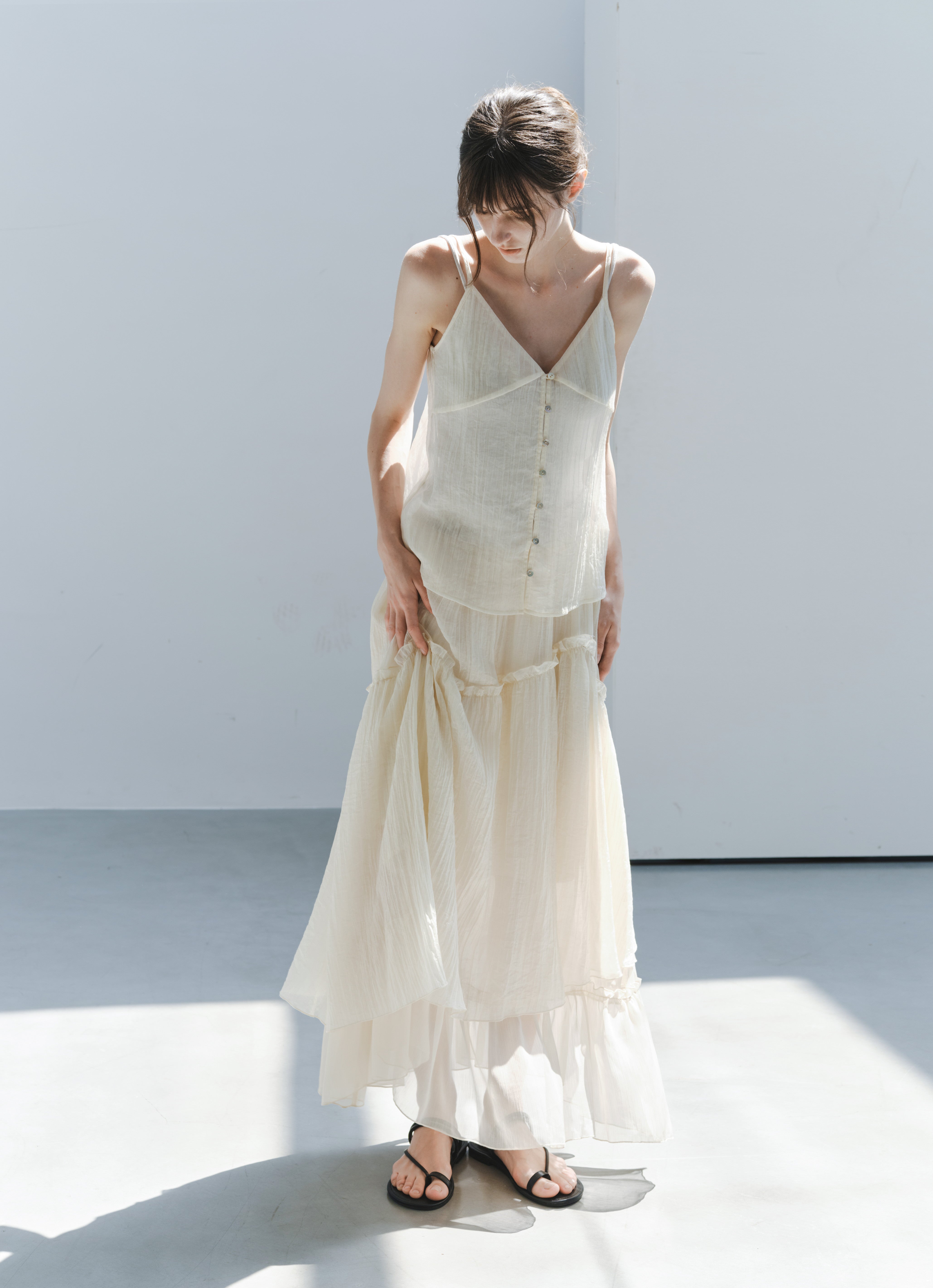 SHEER FRILL TIERED SKIRT