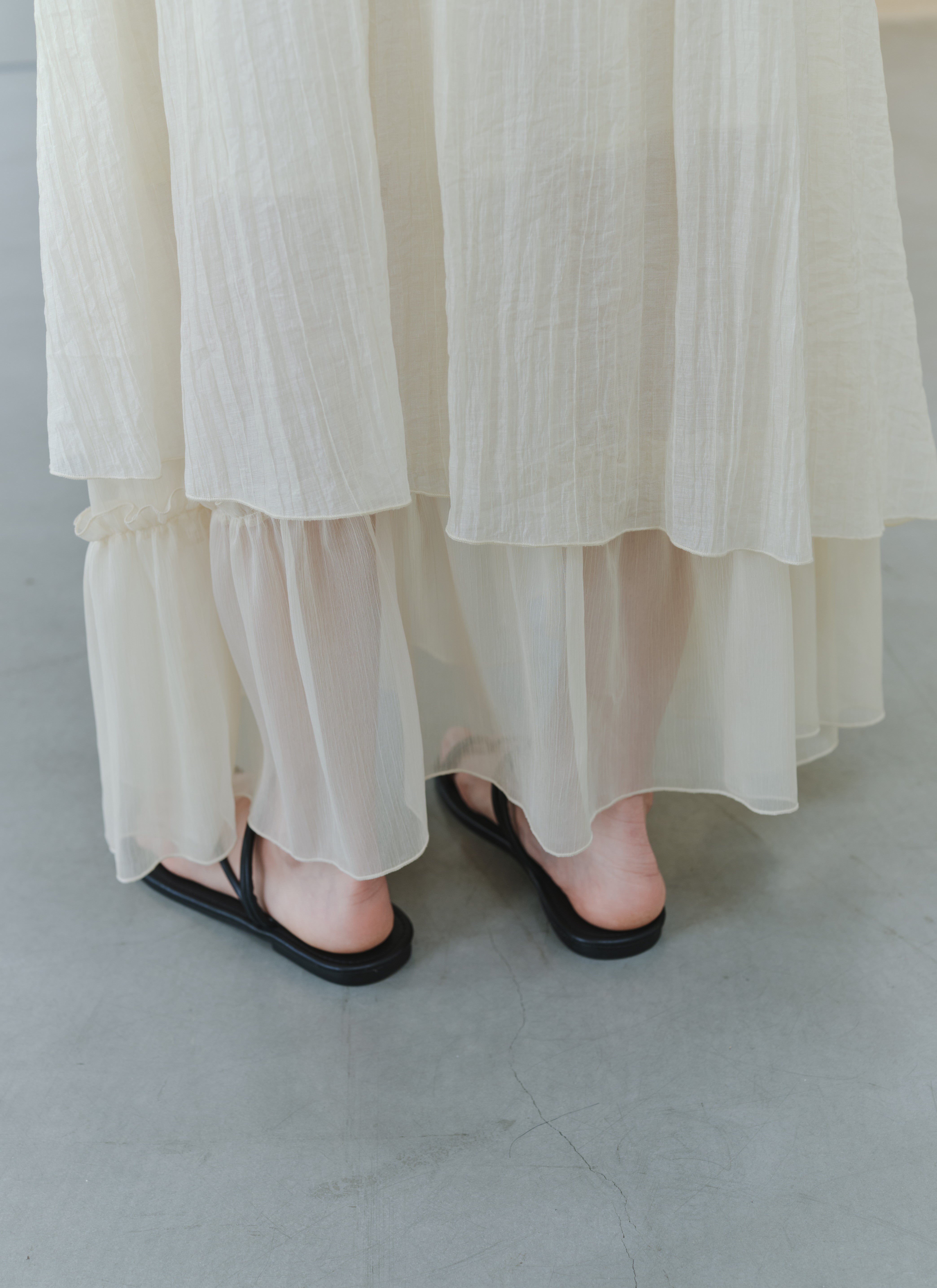 SHEER FRILL TIERED SKIRT
