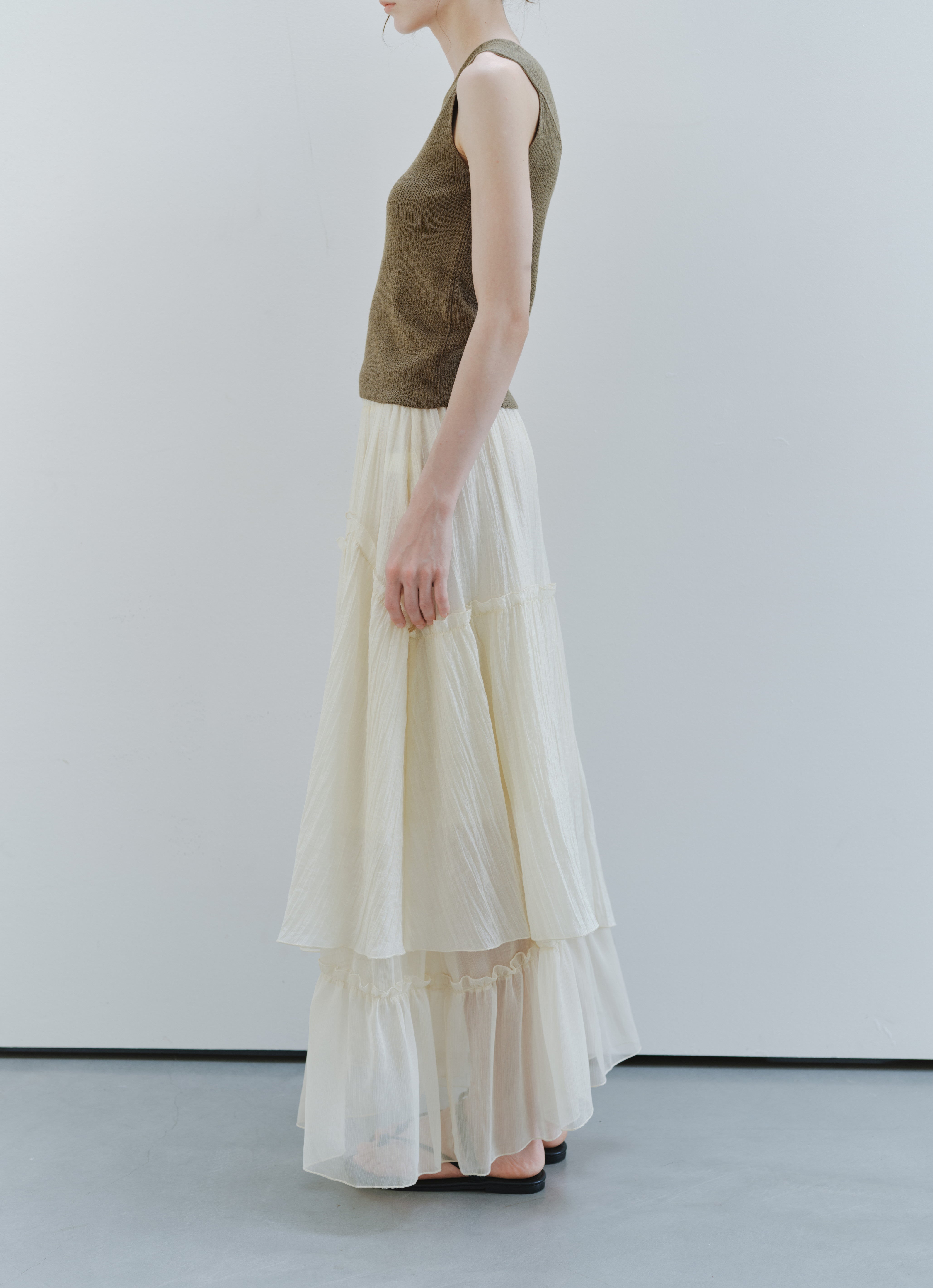 SHEER FRILL TIERED SKIRT