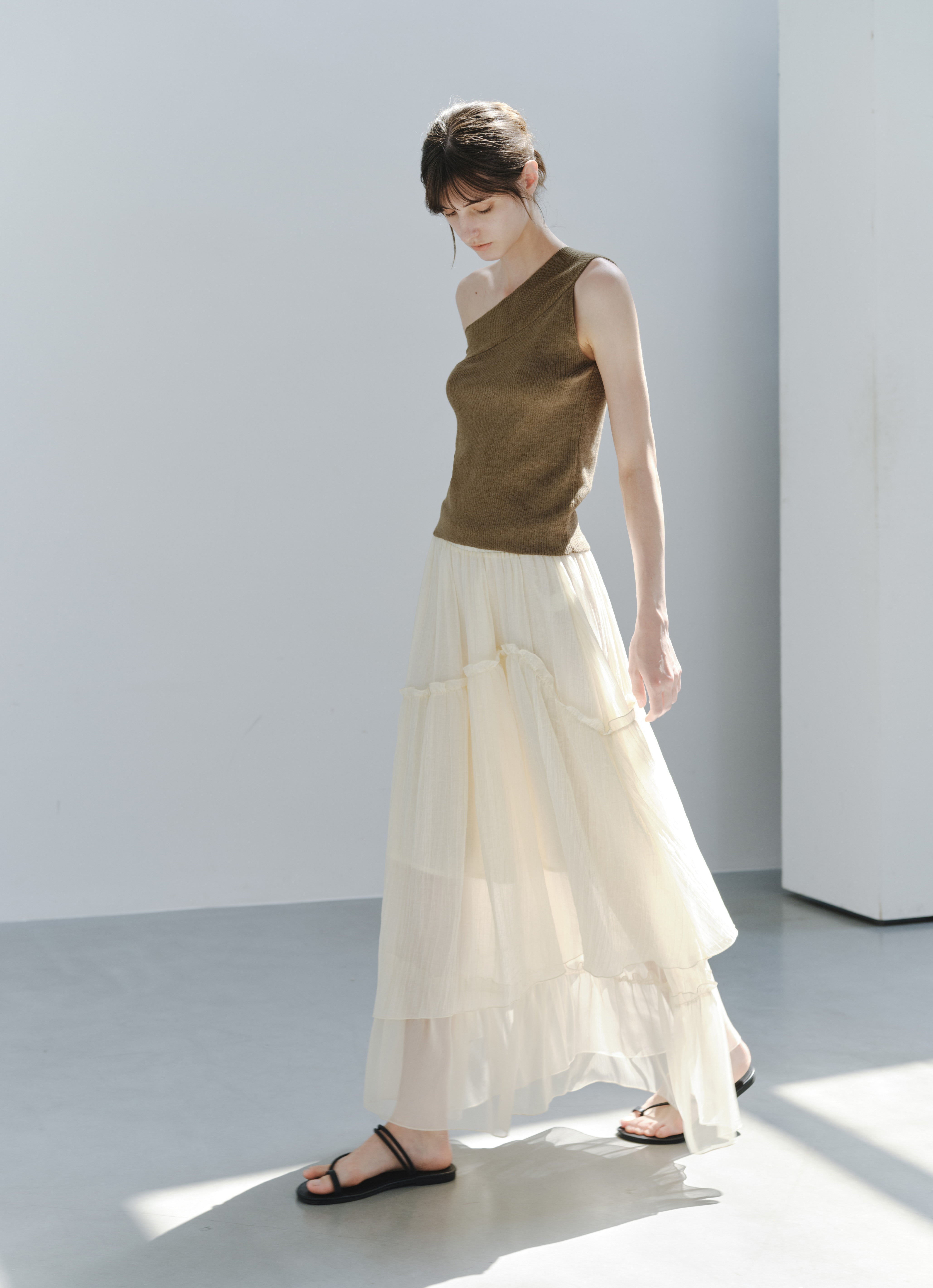 SHEER FRILL TIERED SKIRT