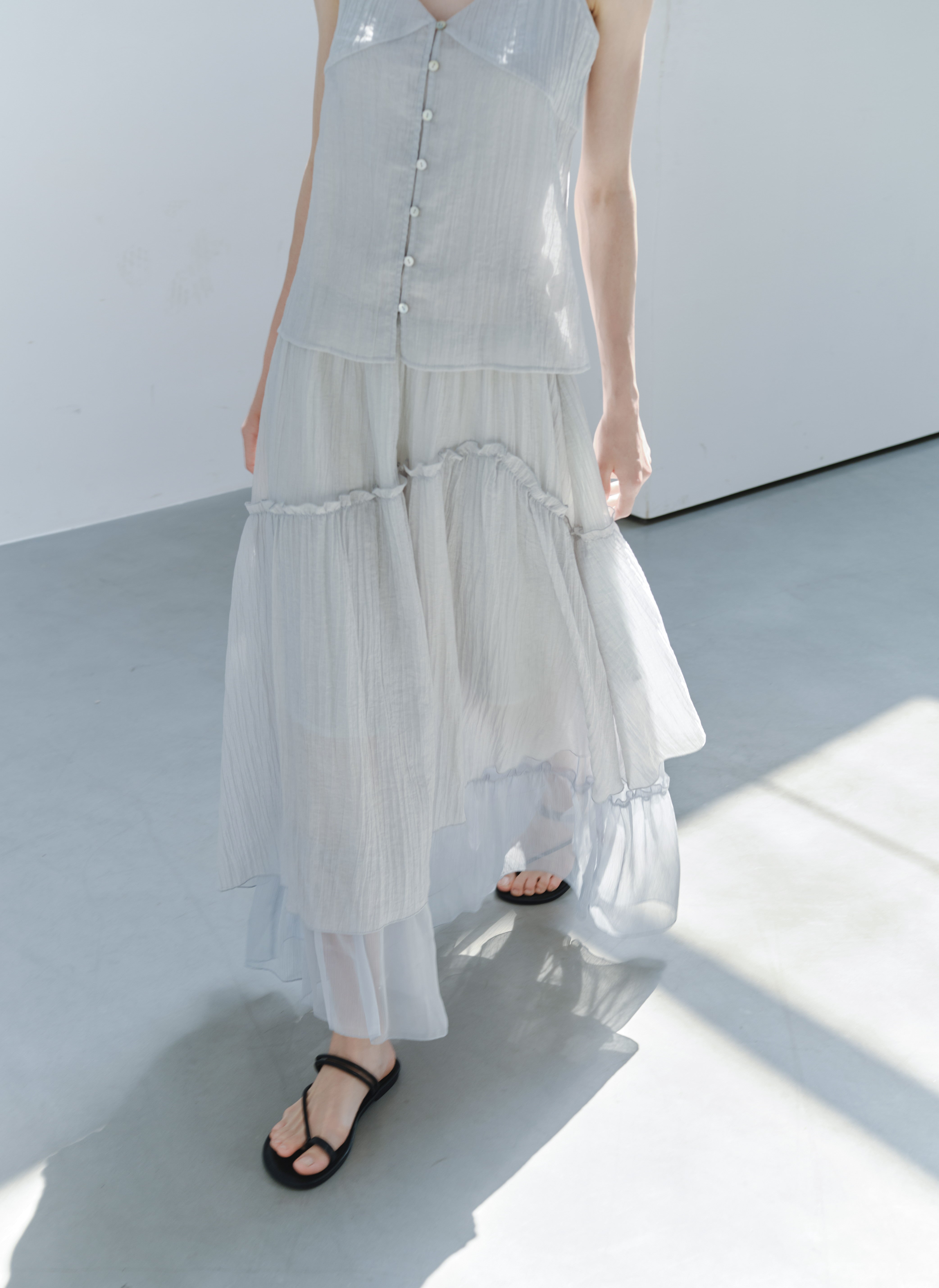 SHEER FRILL TIERED SKIRT