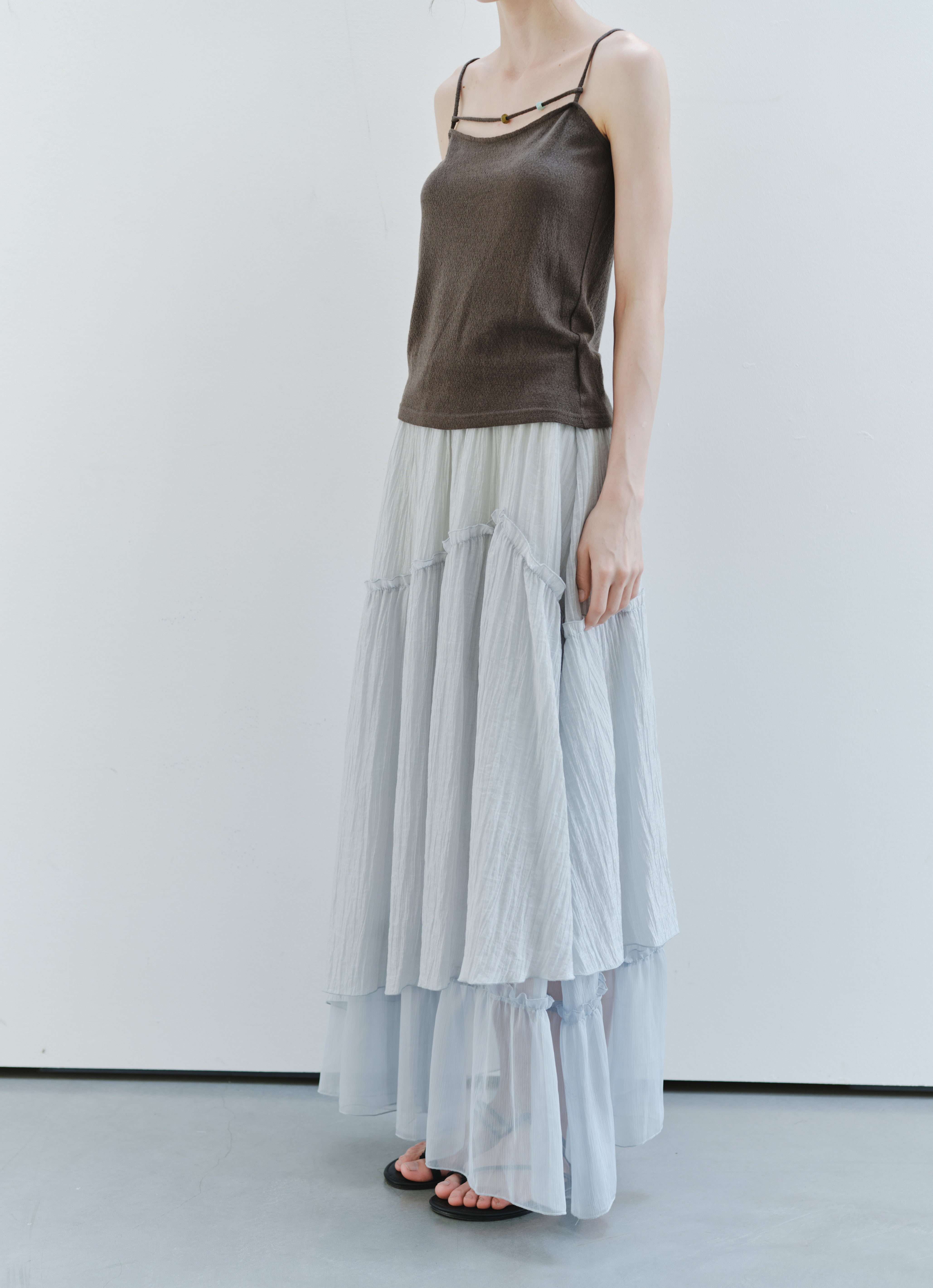 SHEER FRILL TIERED SKIRT