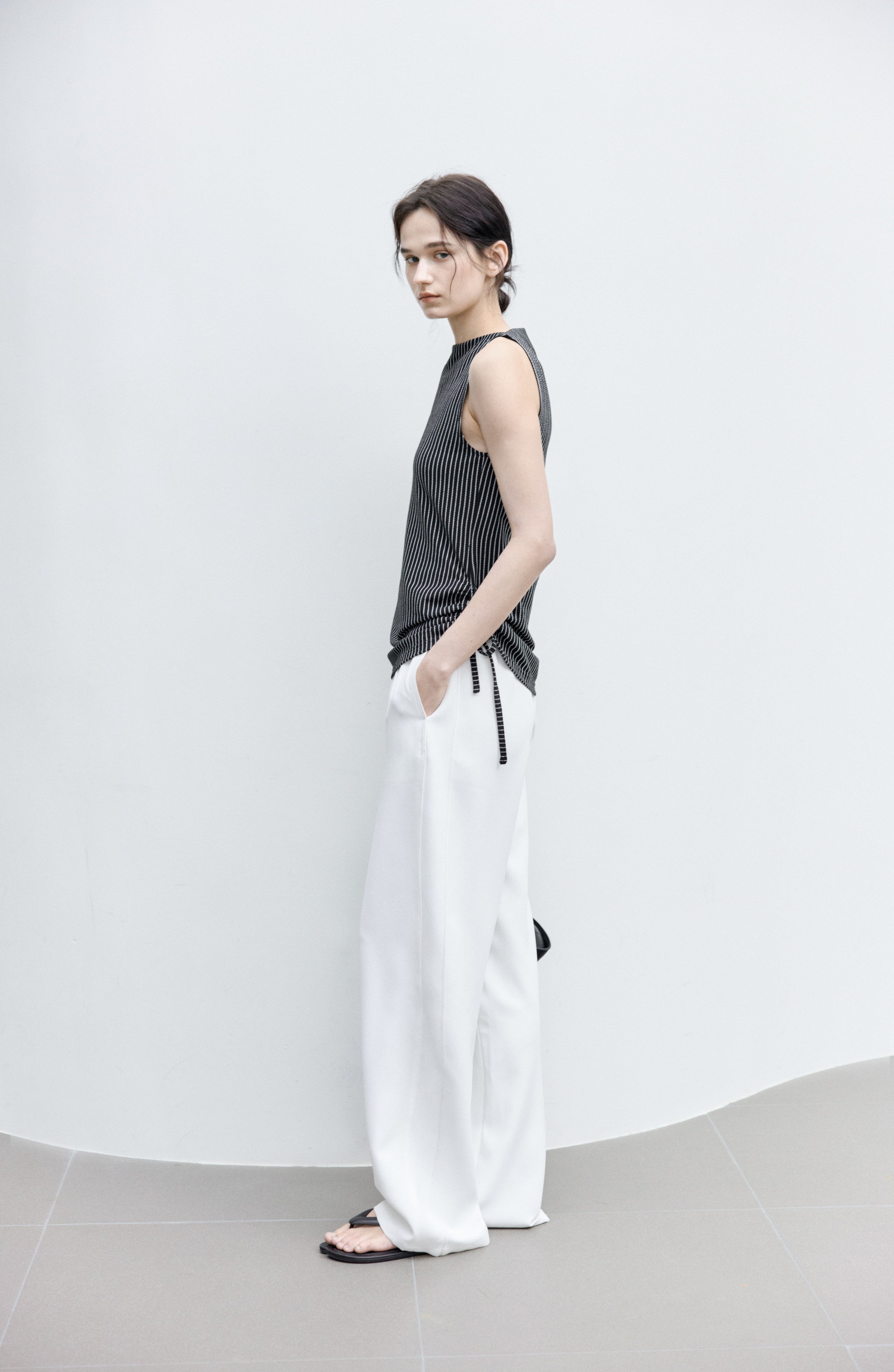 SIDE STRING STRIPE TOP / サイドストリングストライプトップ