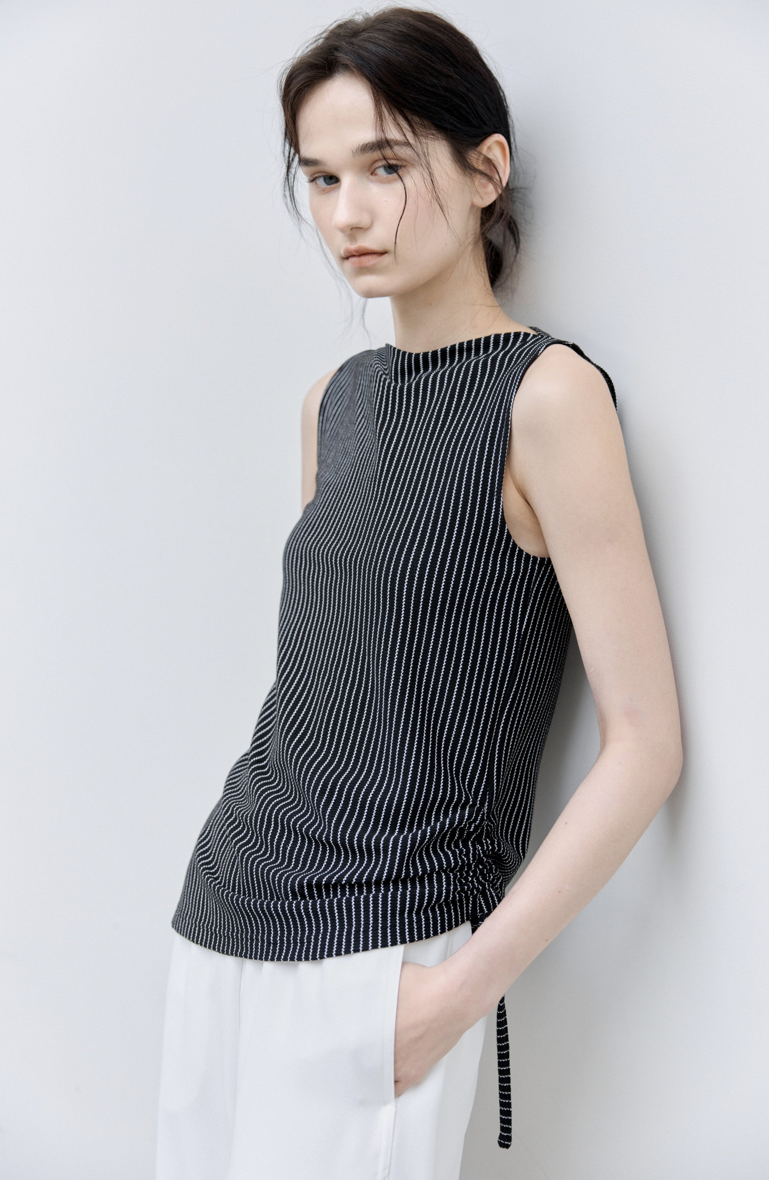 SIDE STRING STRIPE TOP / サイドストリングストライプトップ