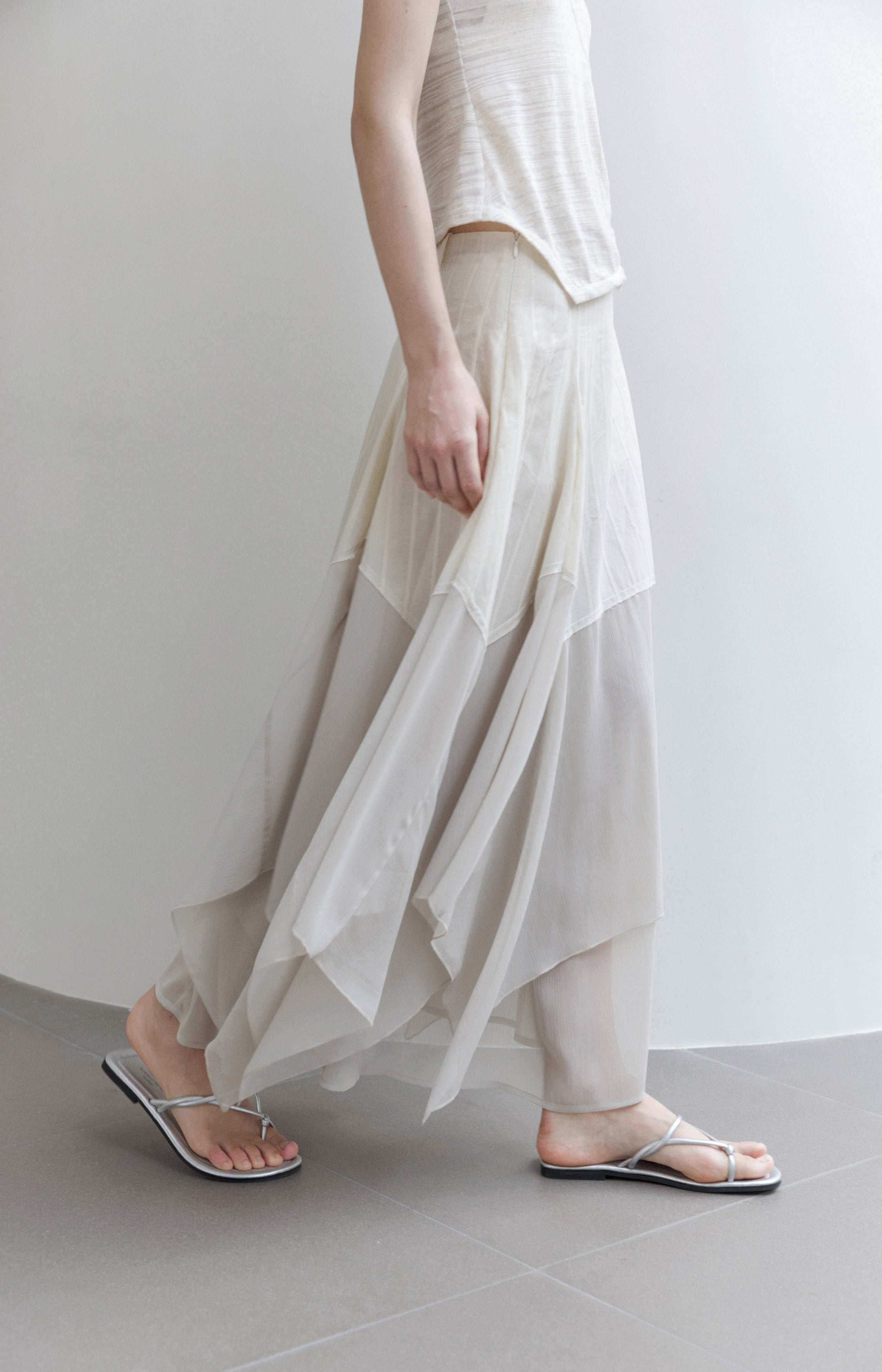 MIX FRILL TIERED SKIRT