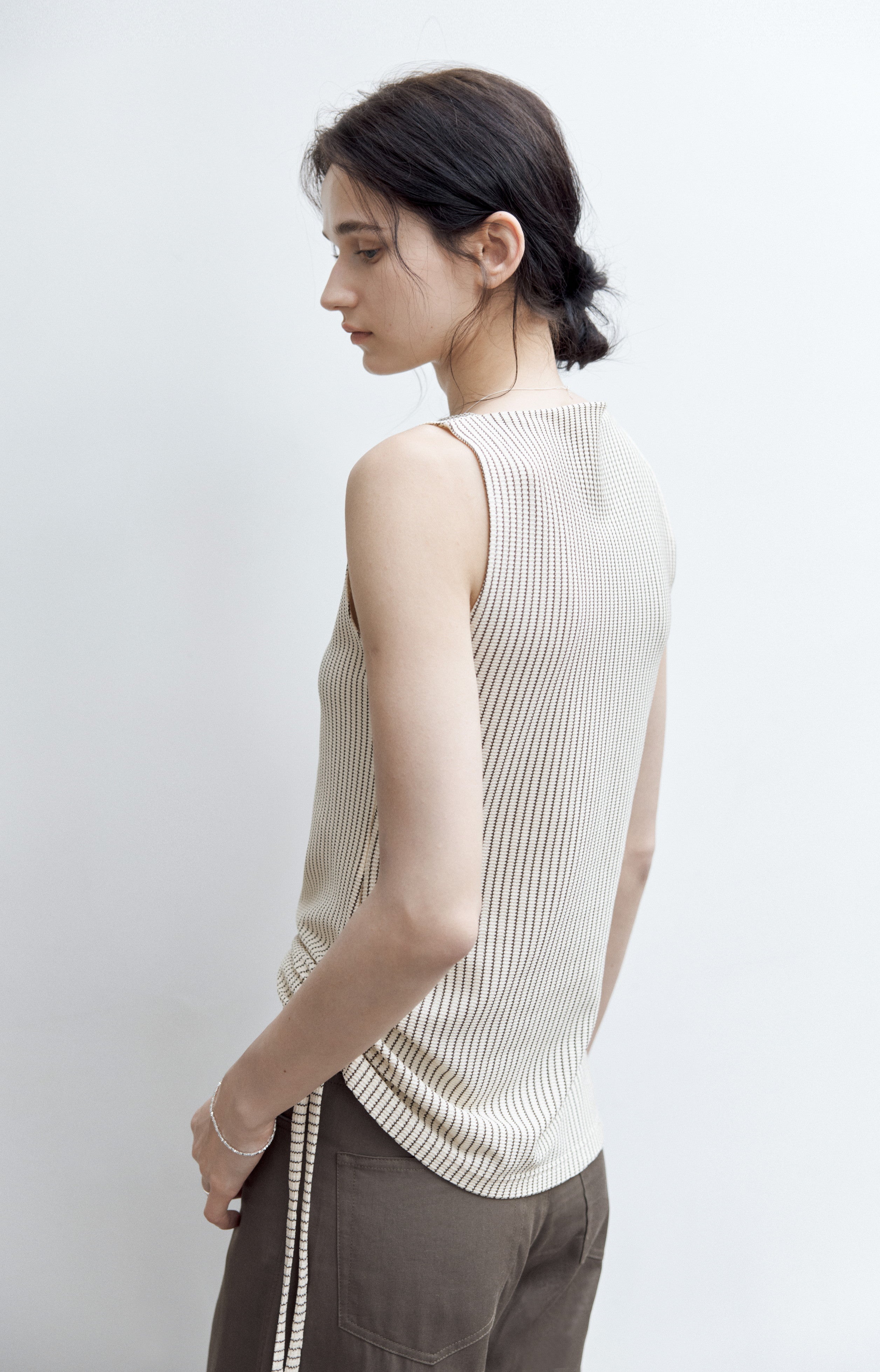 SIDE STRING STRIPE TOP / サイドストリングストライプトップ