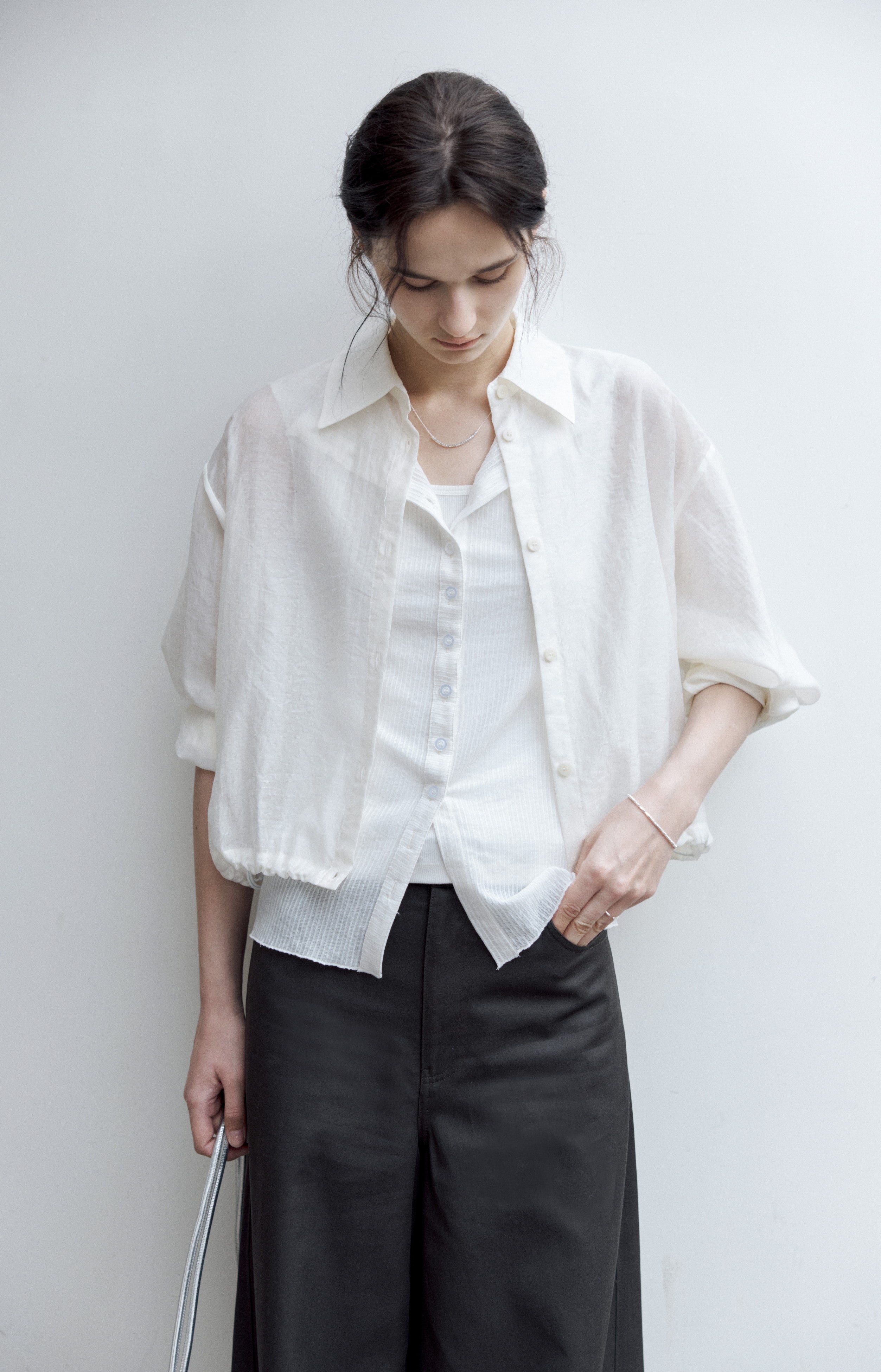 SHEER STRIPE AIRY BLOUSE / シアーストライプエアリーブラウス