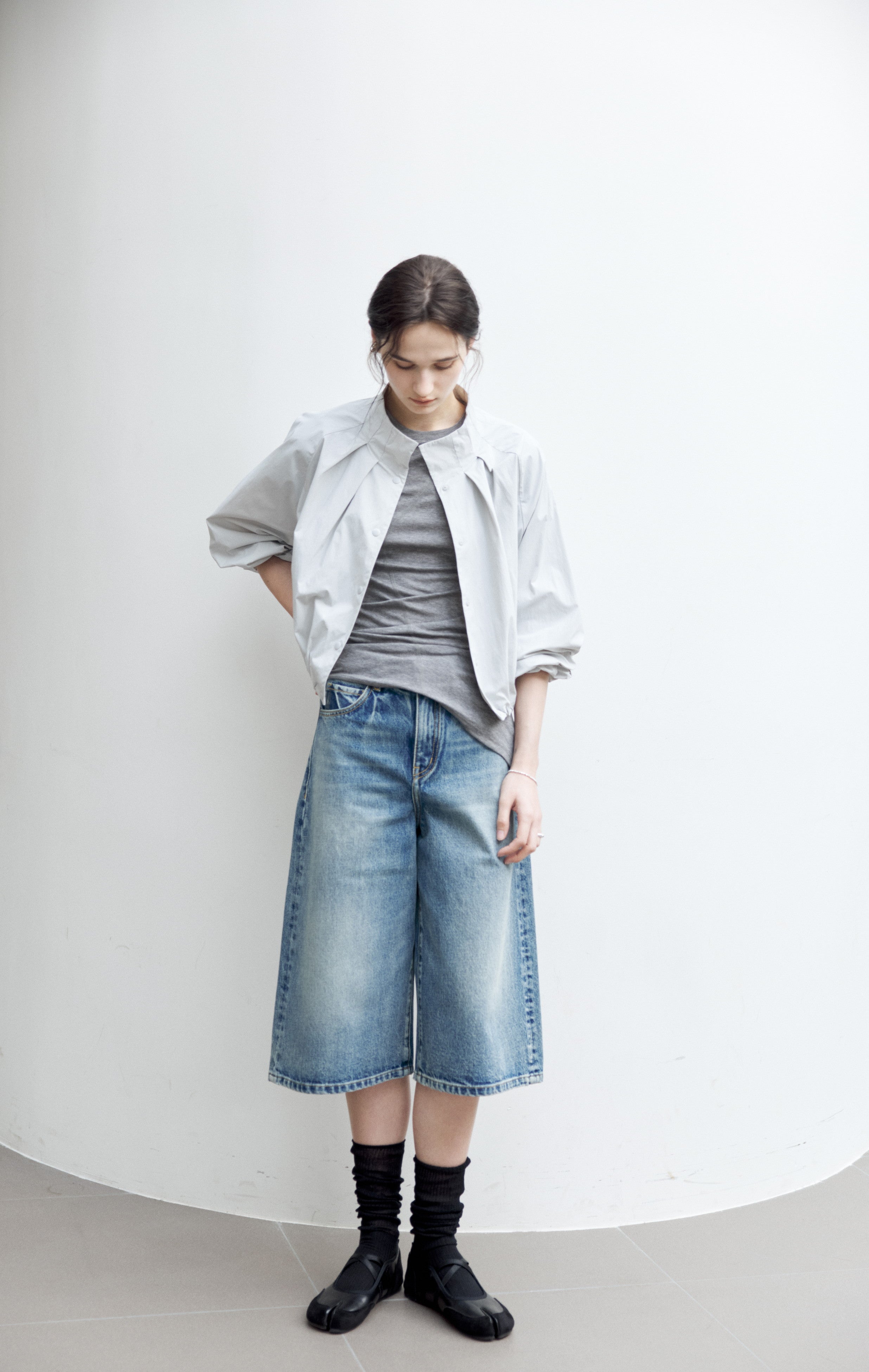 UV CUT NECK PLEATED DRAPE BLOUSON / UVカットネックプリーツドレープブルゾン