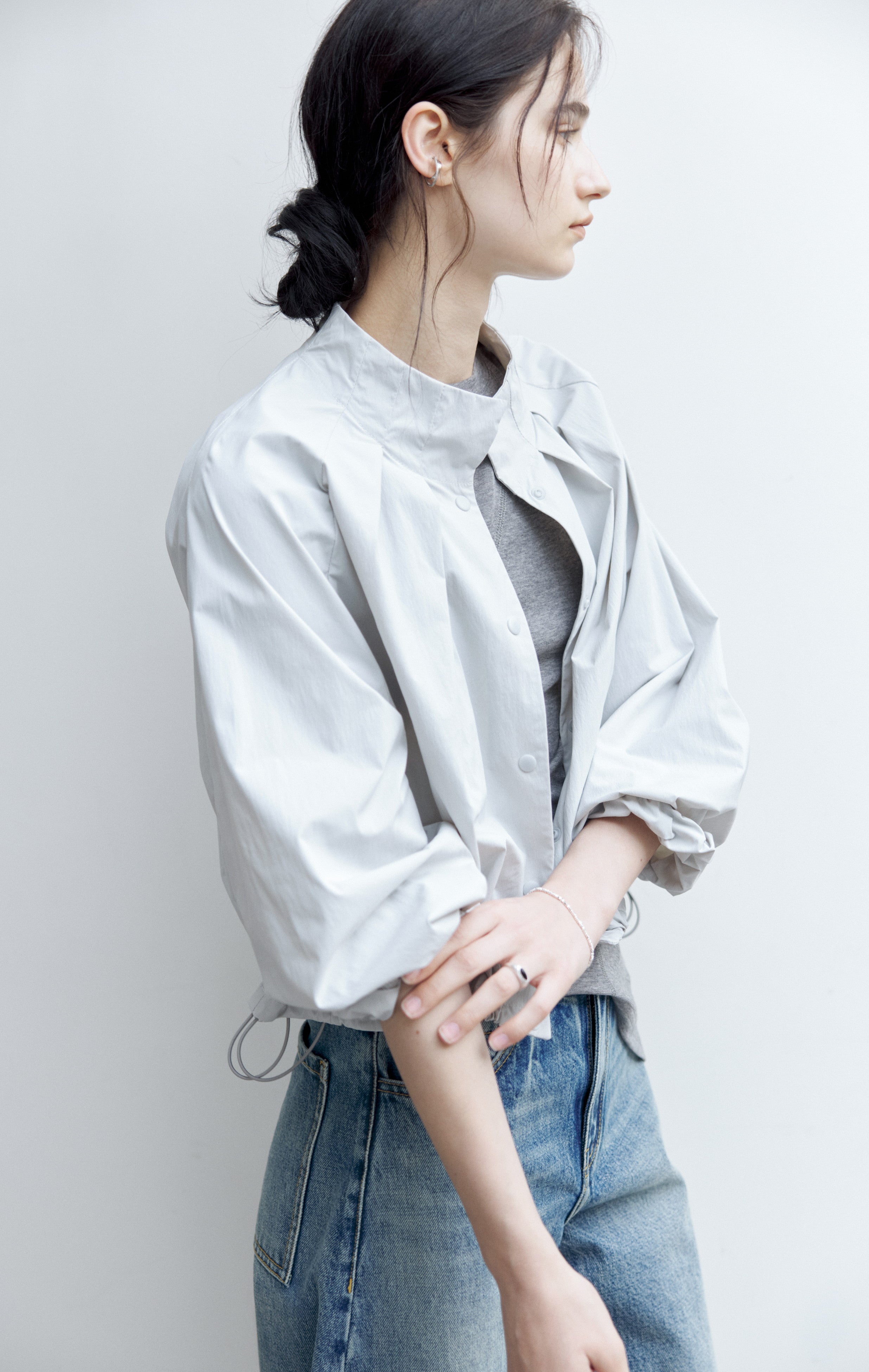 UV CUT NECK PLEATED DRAPE BLOUSON / UVカットネックプリーツドレープブルゾン