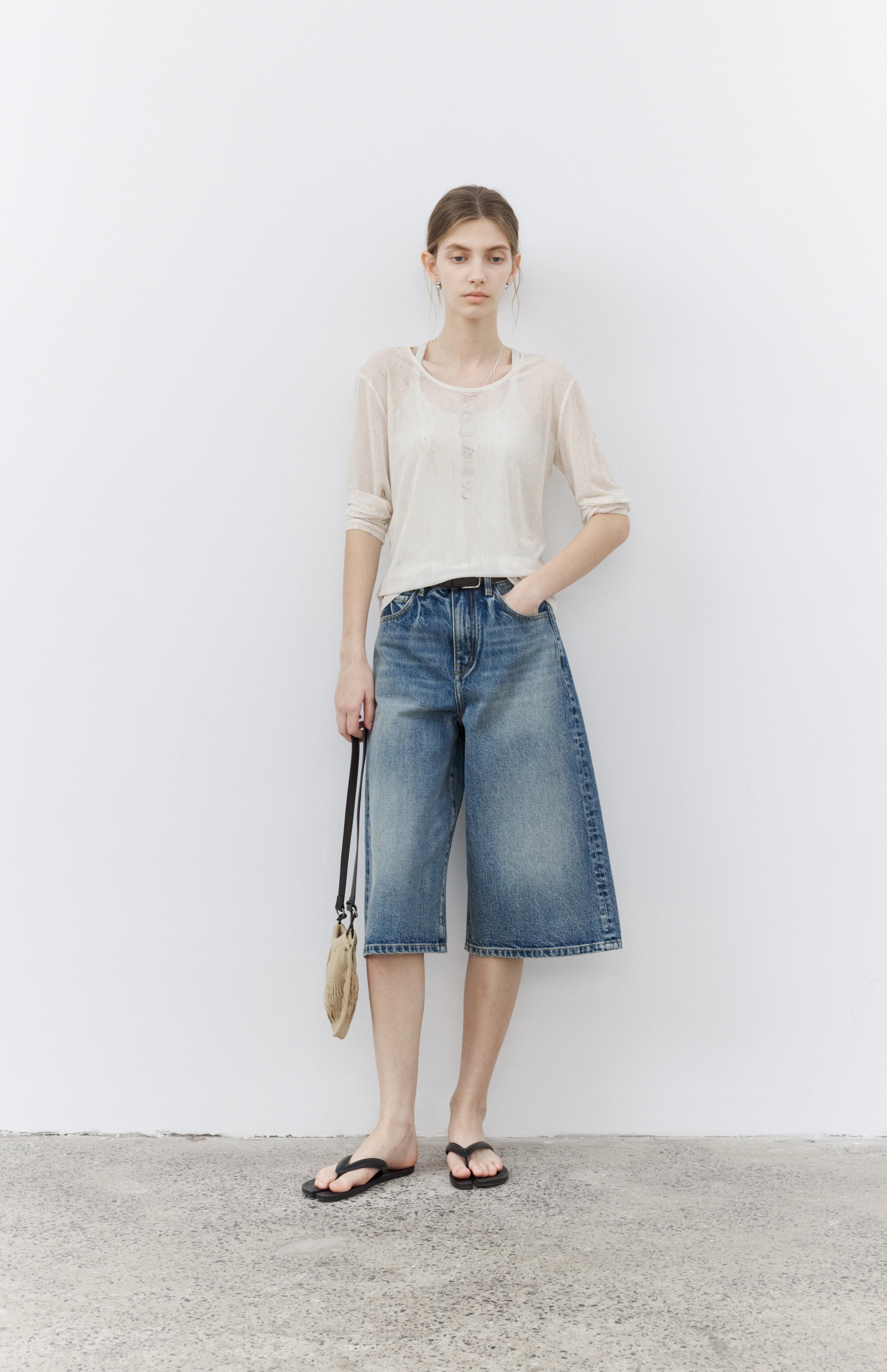 WIDE DENIM HALF PANTS / ワイドデニムハーフパンツ