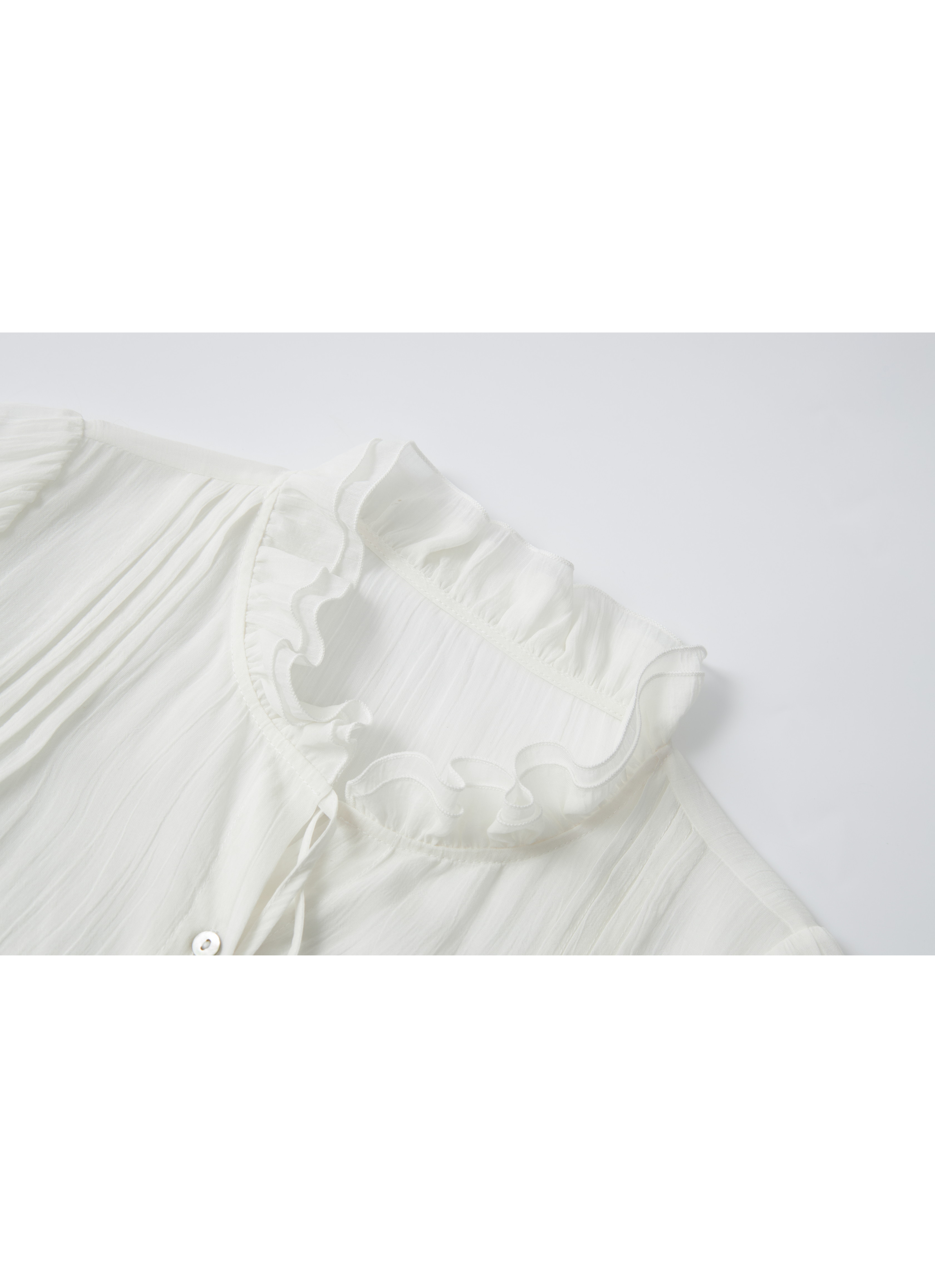 SHEER FRILL DRAPE BLOUSE / シアーフリルドレープブラウス