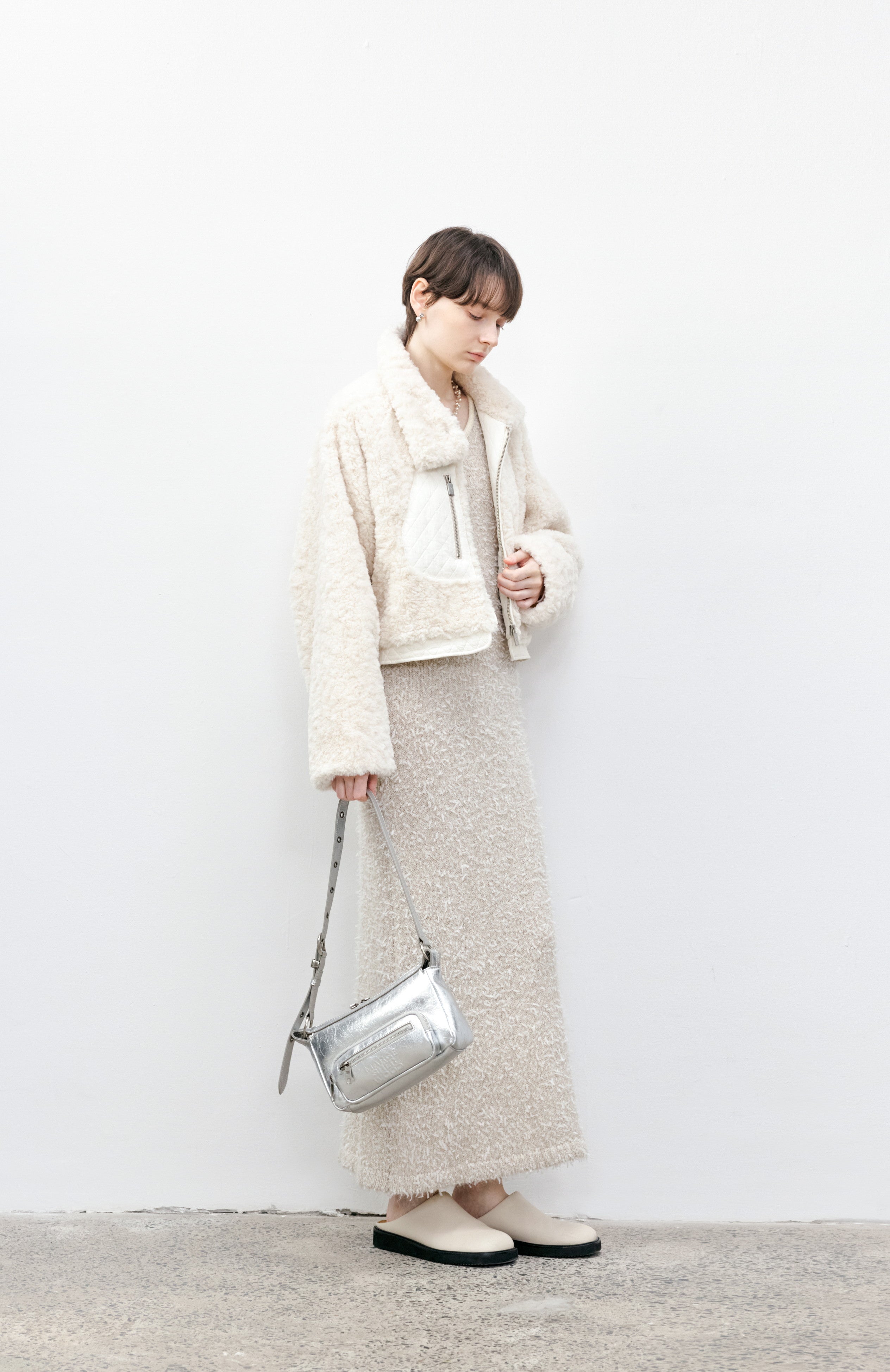 CONTRAST BOA MOUTON JACKET