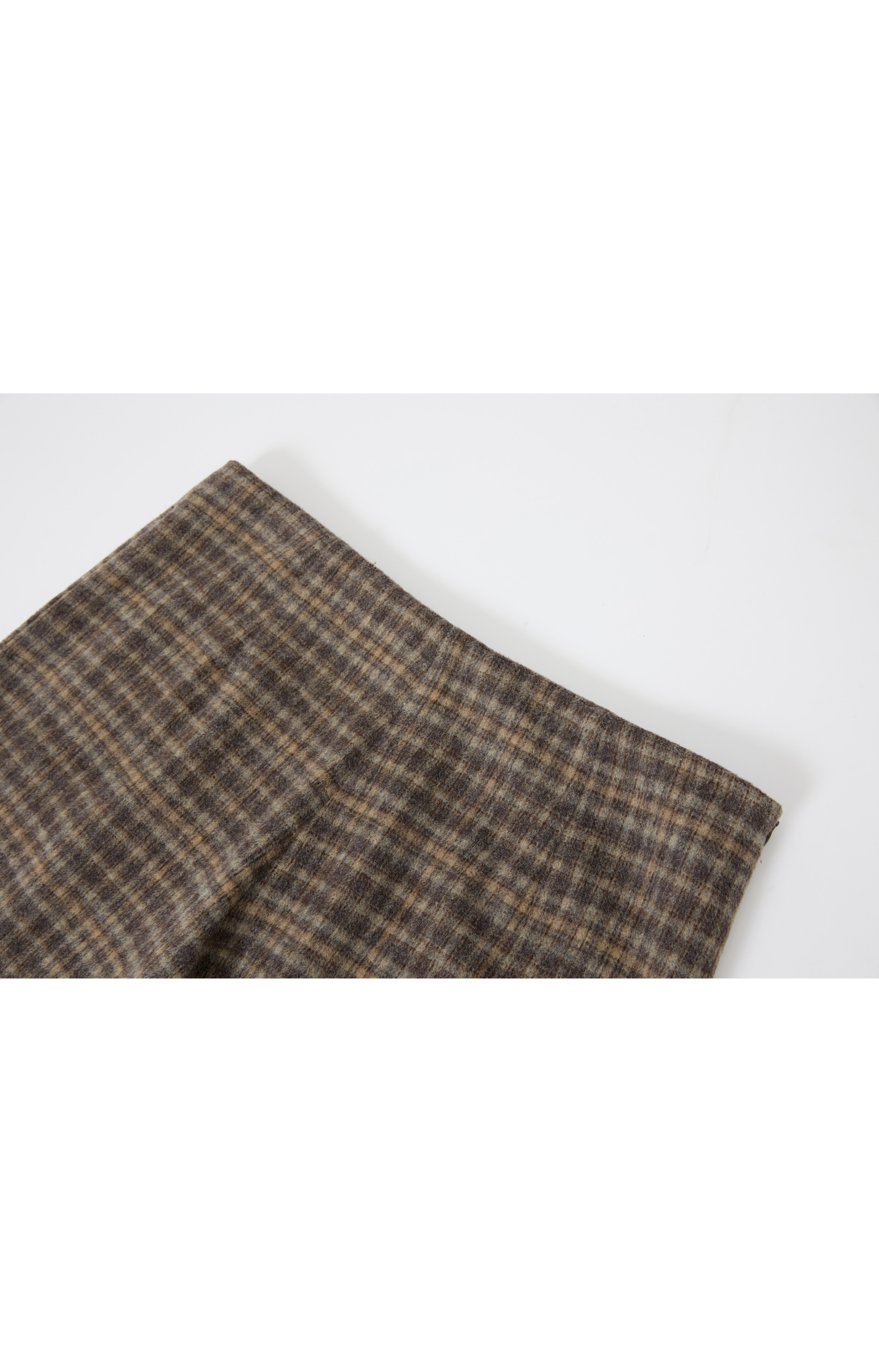 BRUSHED PLAID WIDE PANTS / 기모 체크 와이드 팬츠