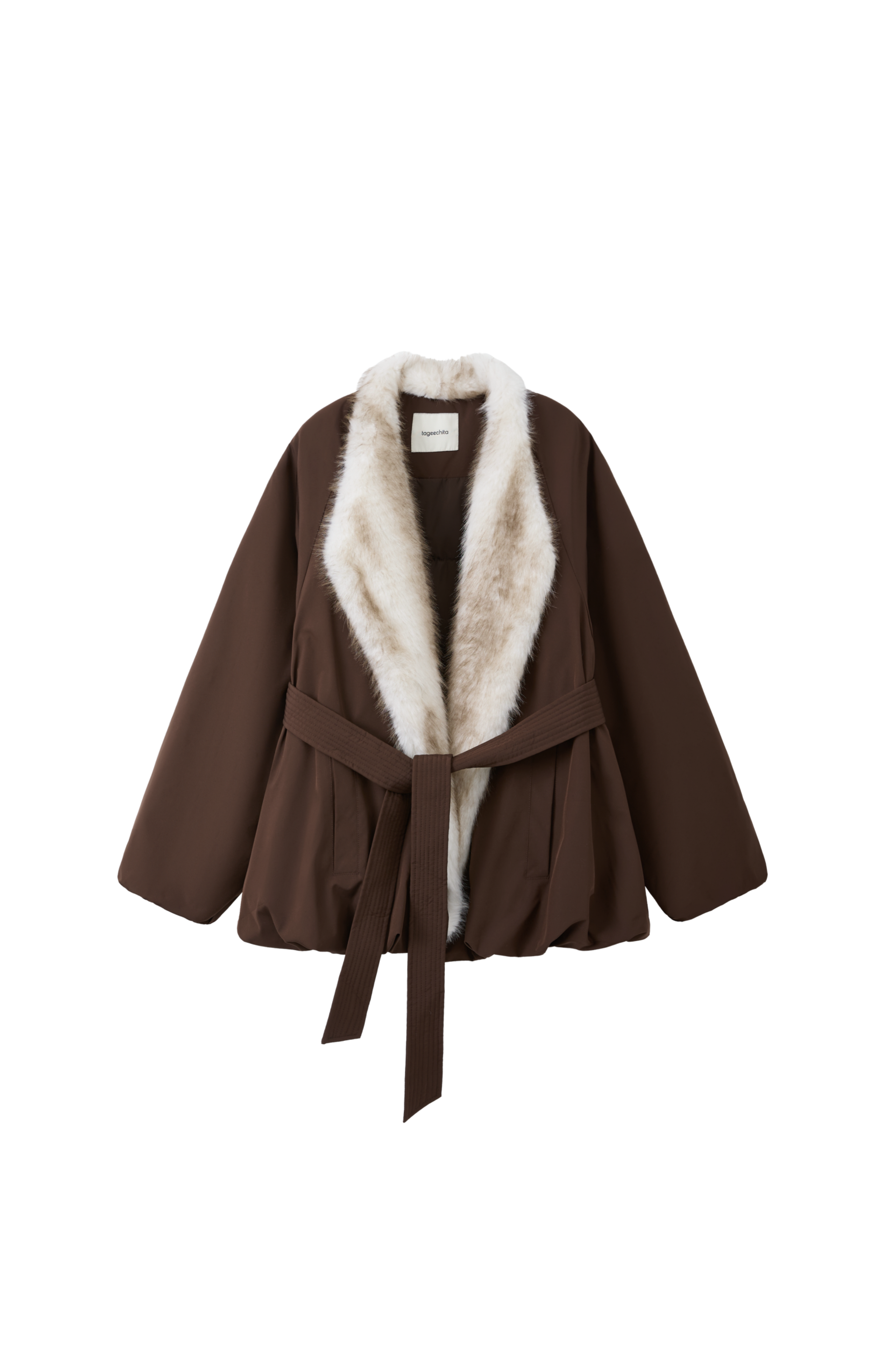FUR LAPEL DRAPE DOWN