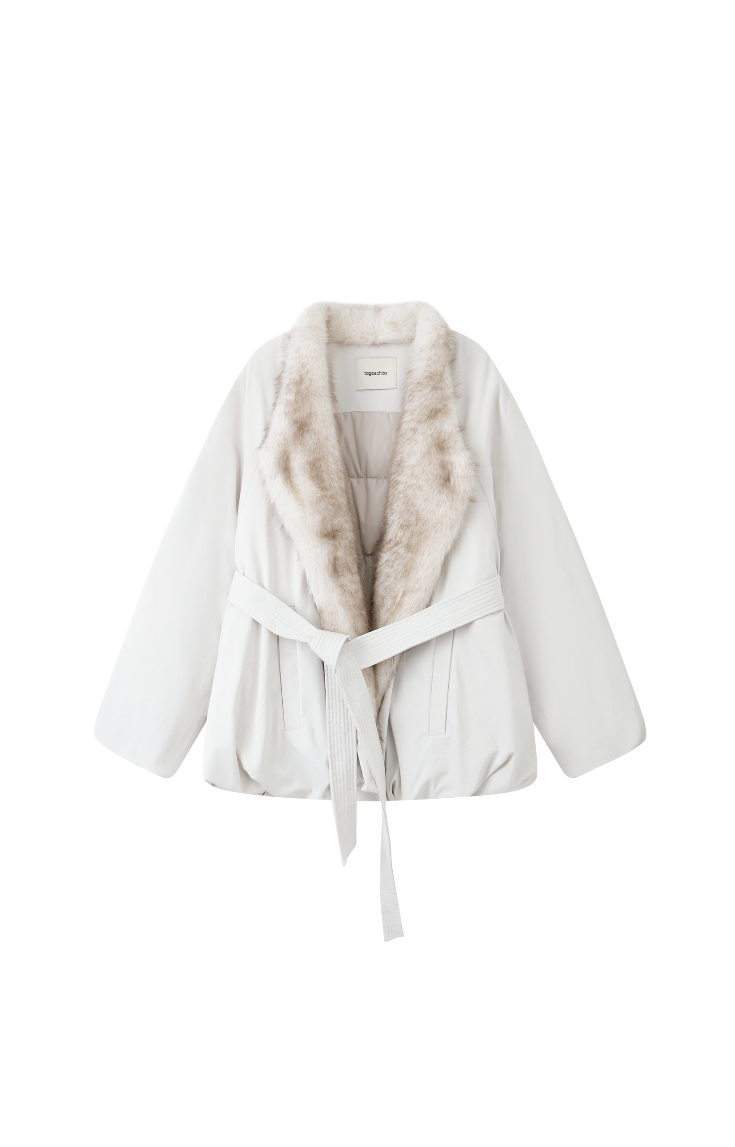 FUR LAPEL DRAPE DOWN