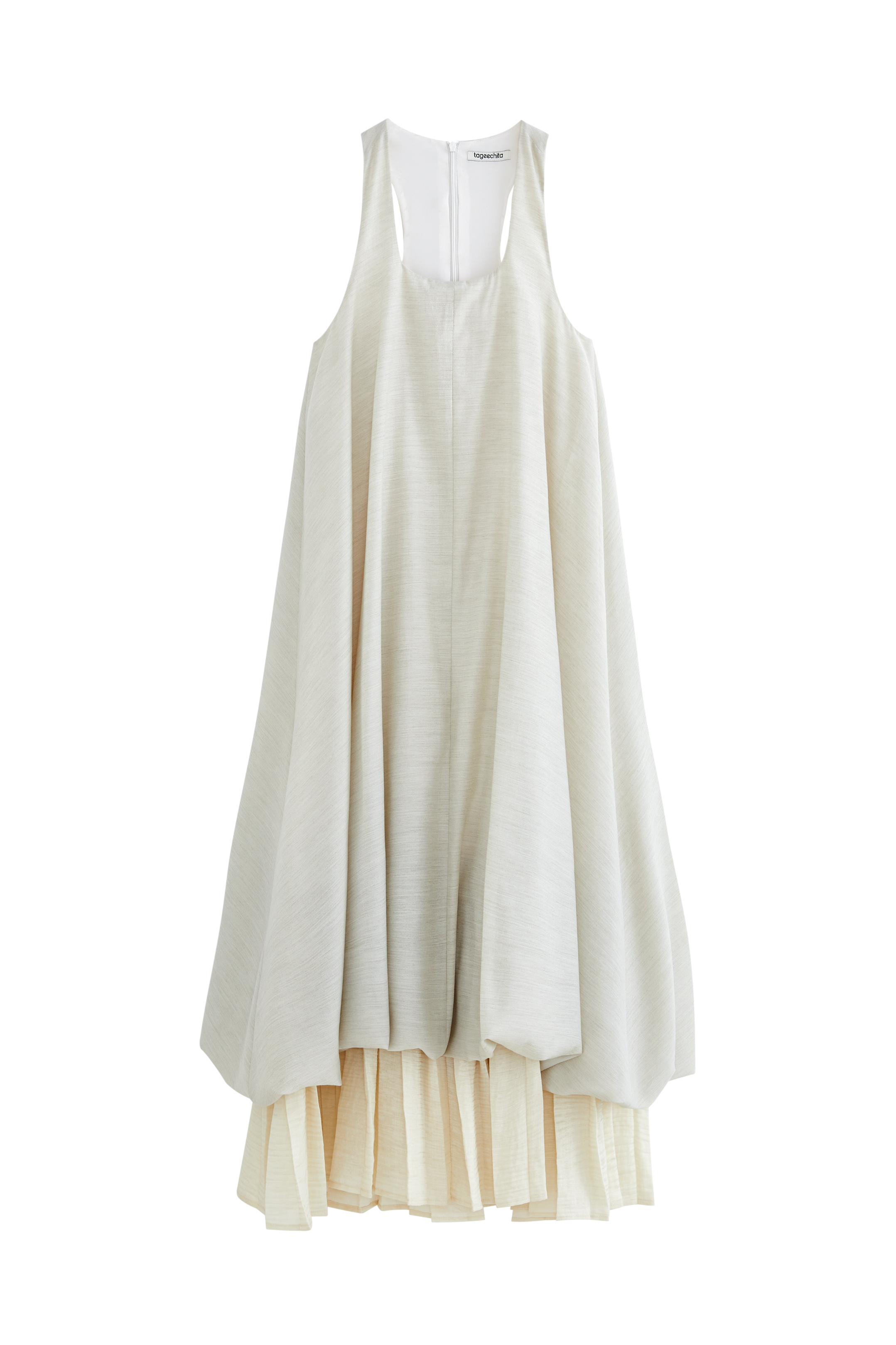 PLEATED LAYERED BALLOON DRESS