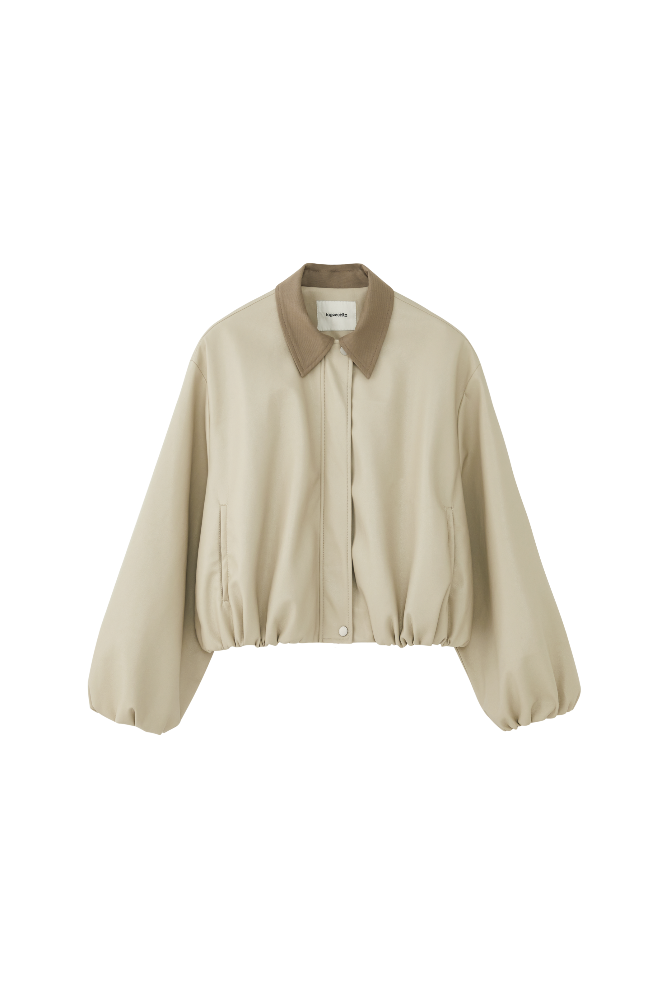 BICOLOR LEATHER BALLOON JACKET