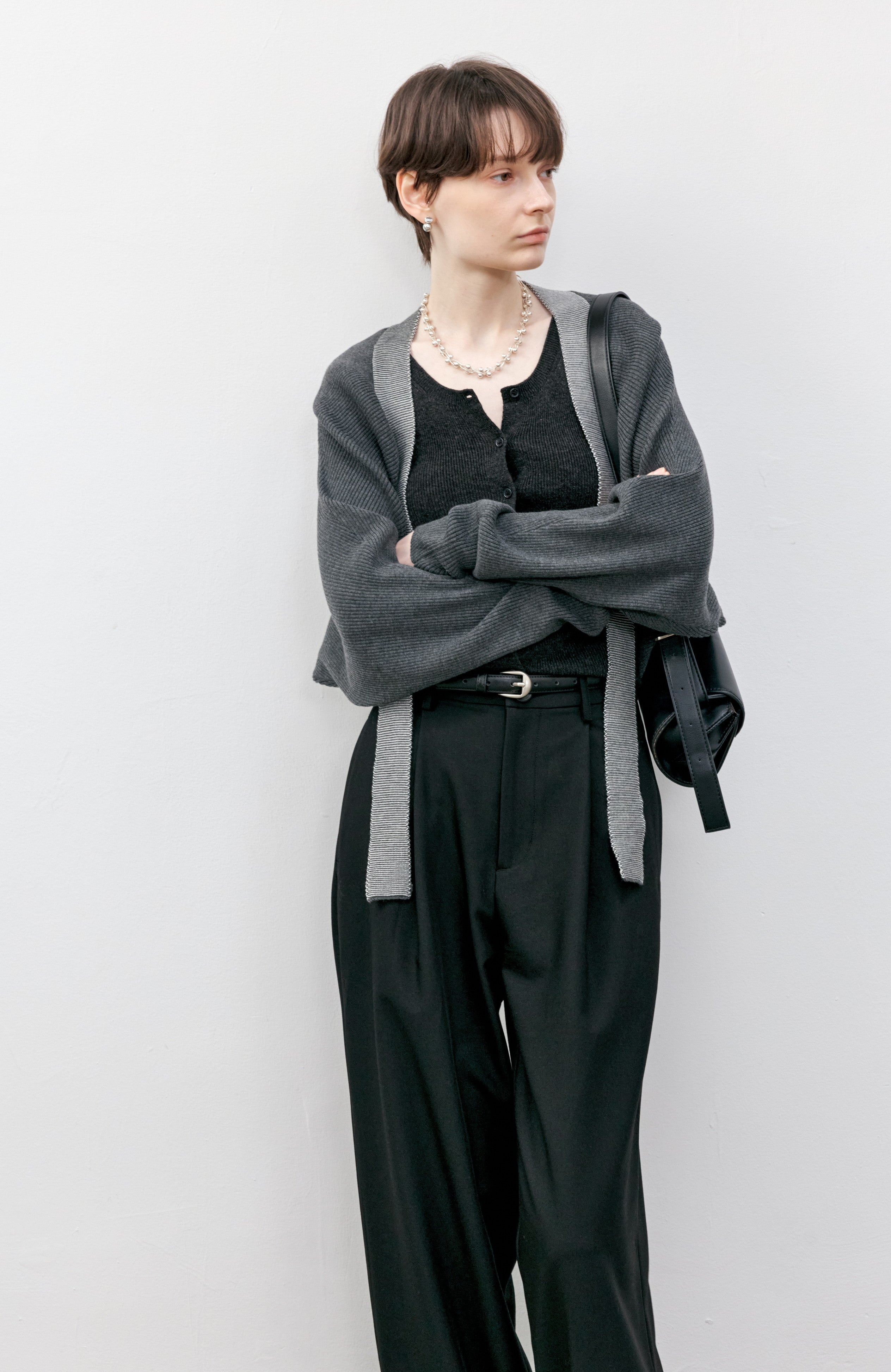 RIB KNIT BOLERO CARDIGAN