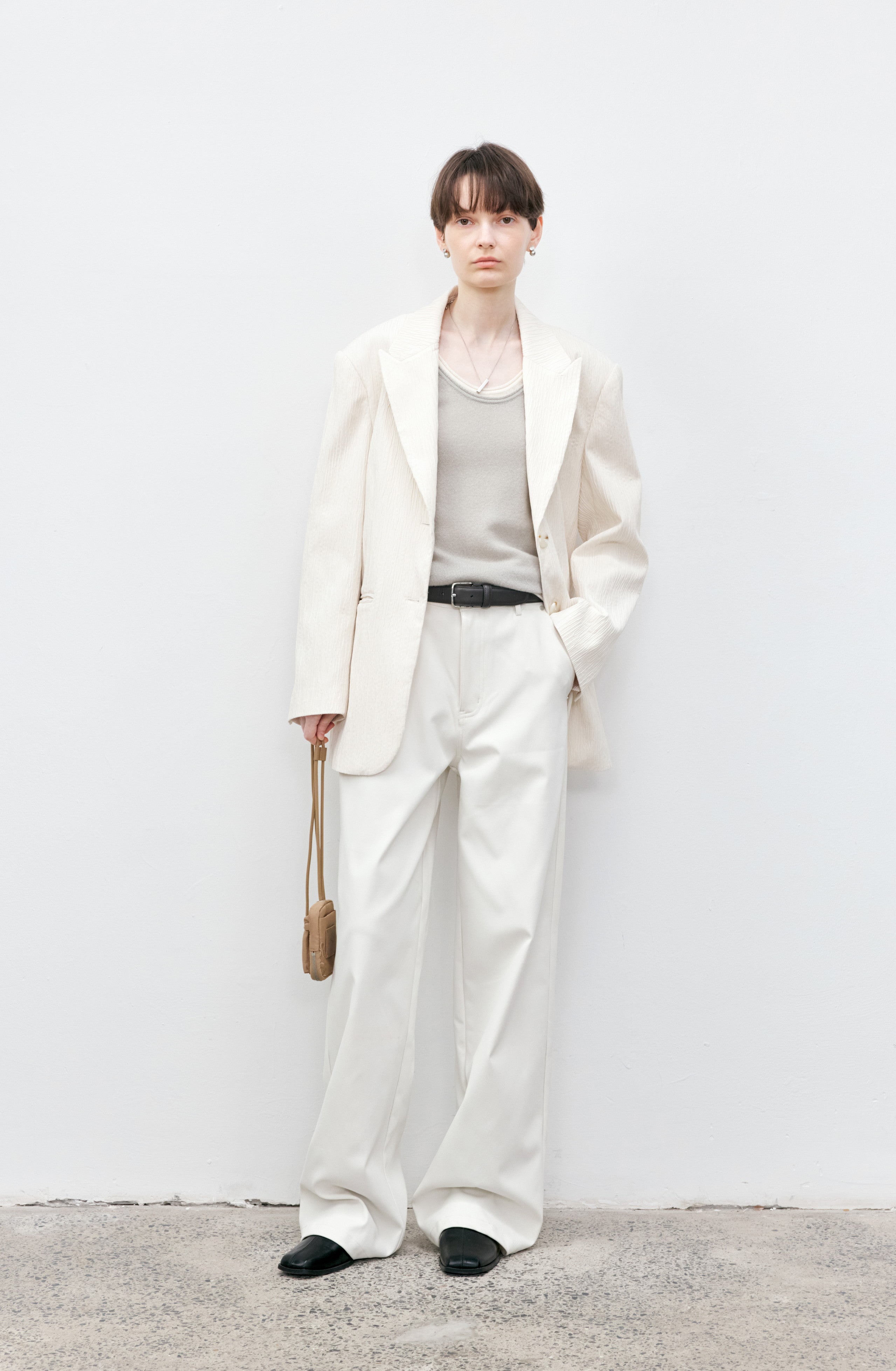 STRIPED WRINKLE WHITE JACKET