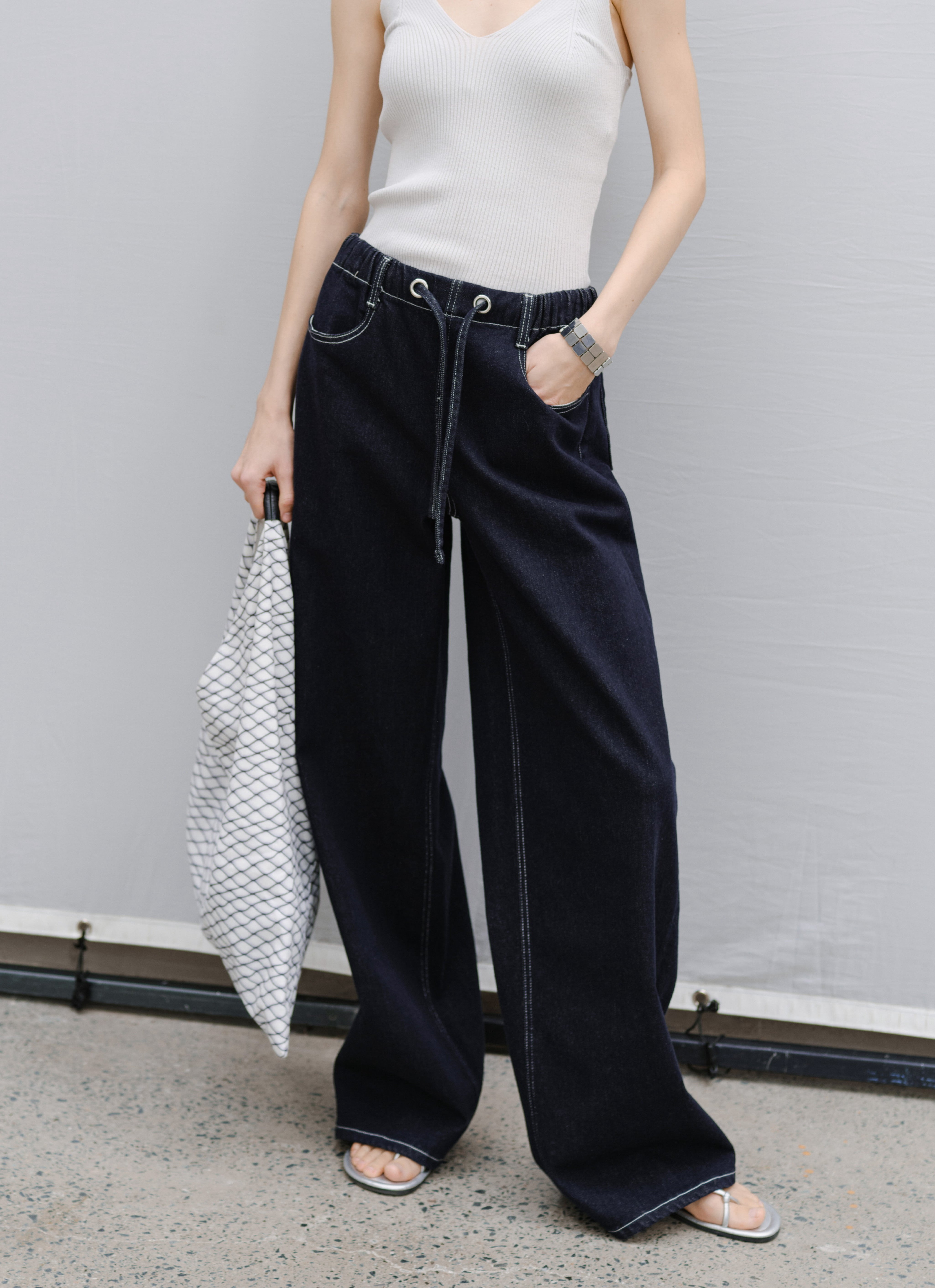 CONTRAST STITCH WIDE JEANS / コントラストステッチワイドジーンズ