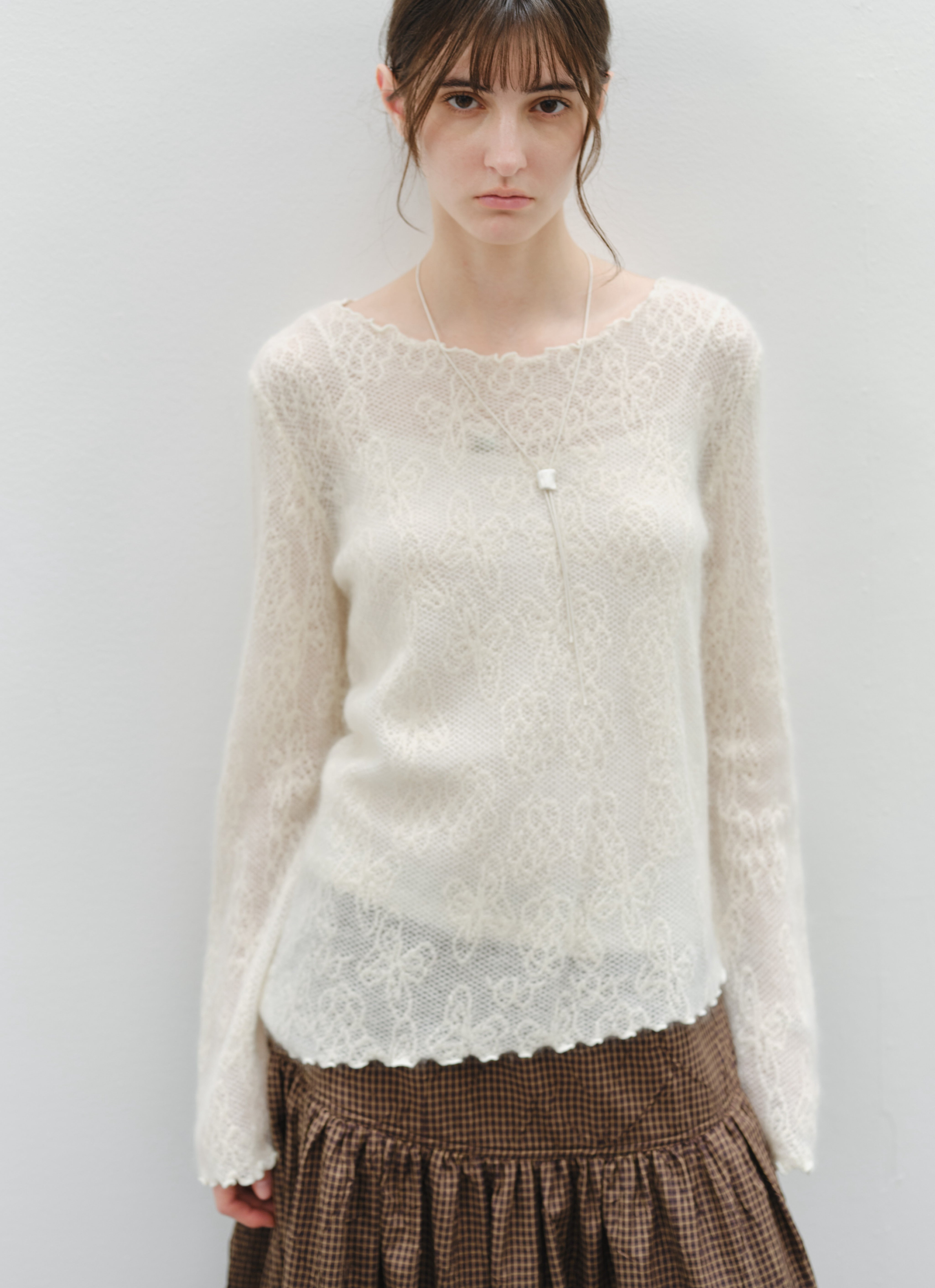 SHEER JACQUARD WOOL SWEATER